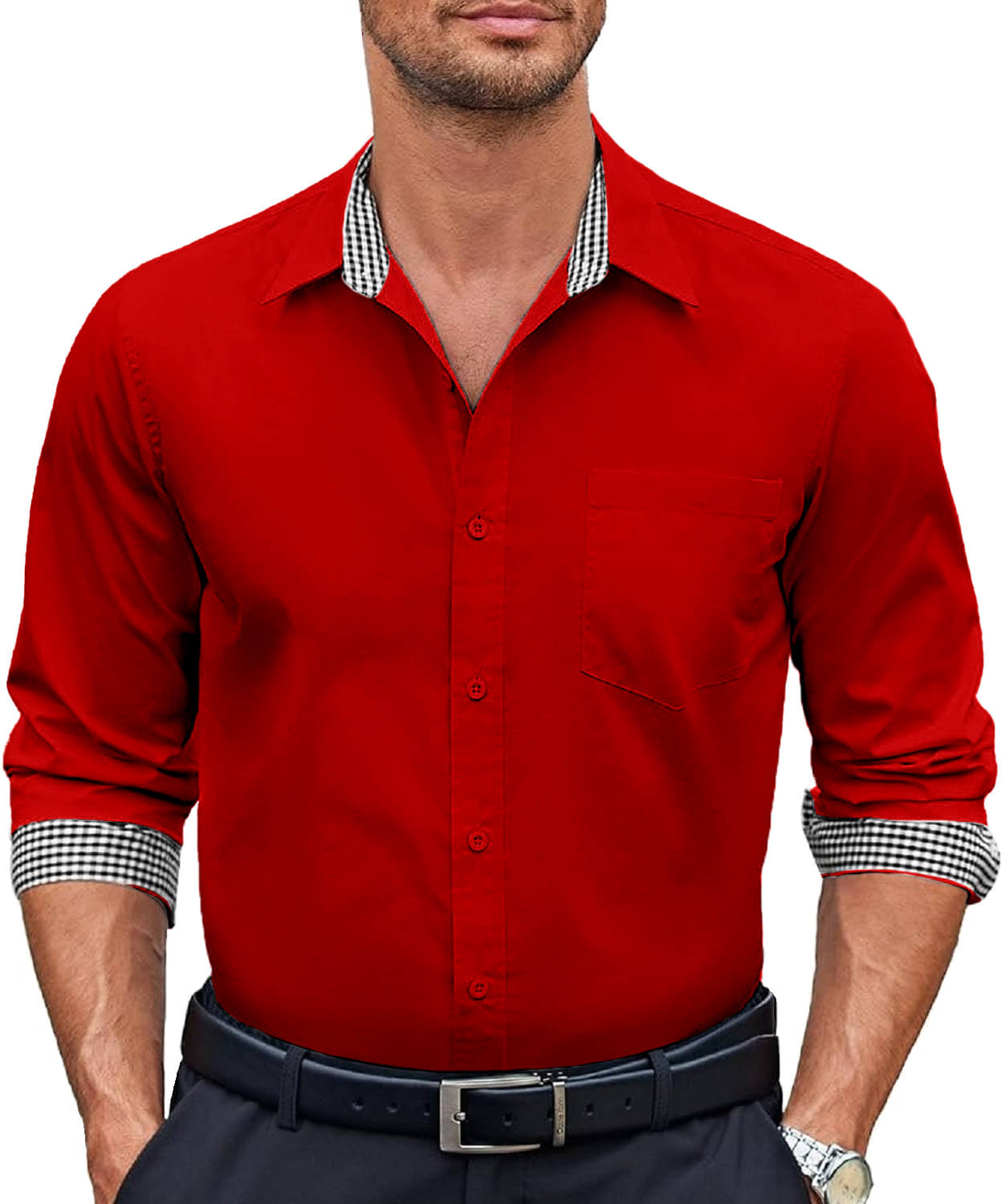 WEBRIC Cotton Blend Regular Fit Full Sleeves Men's Formal Shirt - Red ( Pack of 1 ) WEBRIC Cotton Blend Regular Fit Full Sleeves Men's Formal Shirt - Red ( Pack of 1 )