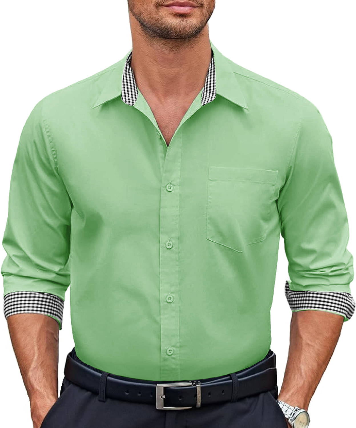     			WEBRIC Cotton Blend Regular Fit Full Sleeves Men's Formal Shirt - Mint Green ( Pack of 1 )