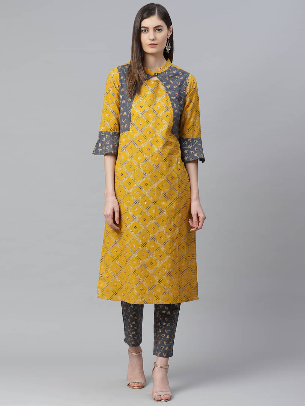 Yash Gallery Cotton Printed Kurti With Pants Women's Stitched Salwar Suit - Yellow ( Pack of 1 ) Yash Gallery Cotton Printed Kurti With Pants Women's Stitched Salwar Suit - Yellow ( Pack of 1 )