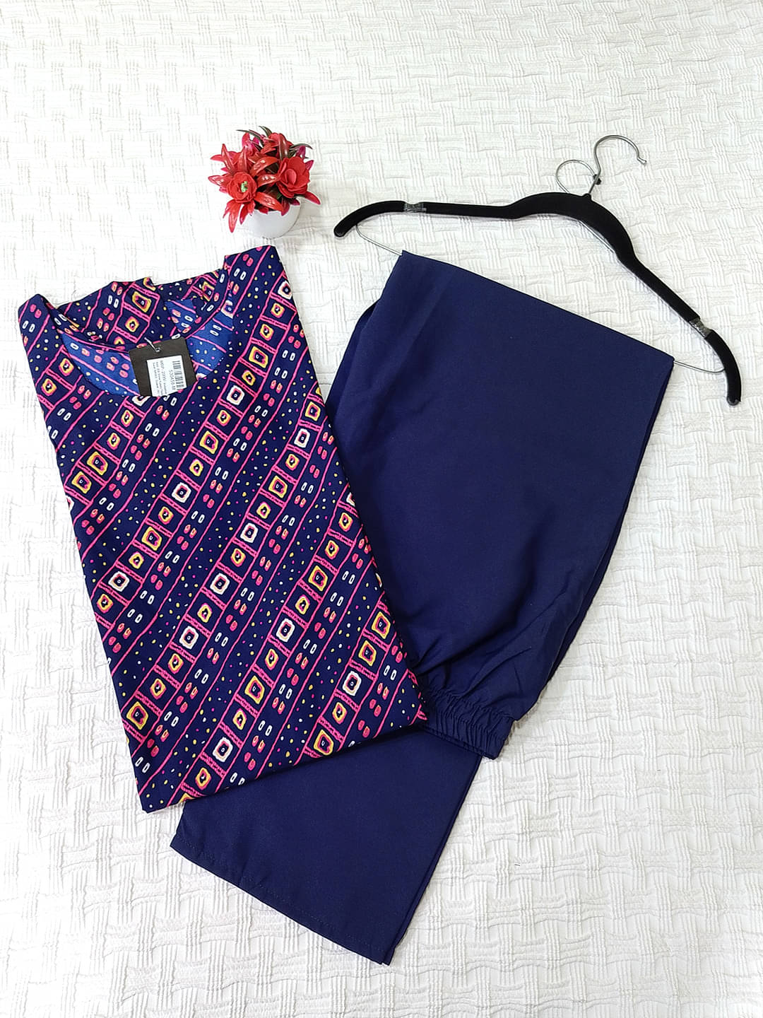     			1 Stop Fashion Pack of 1 Crepe Printed Straight Women's Kurti - ( Blue )