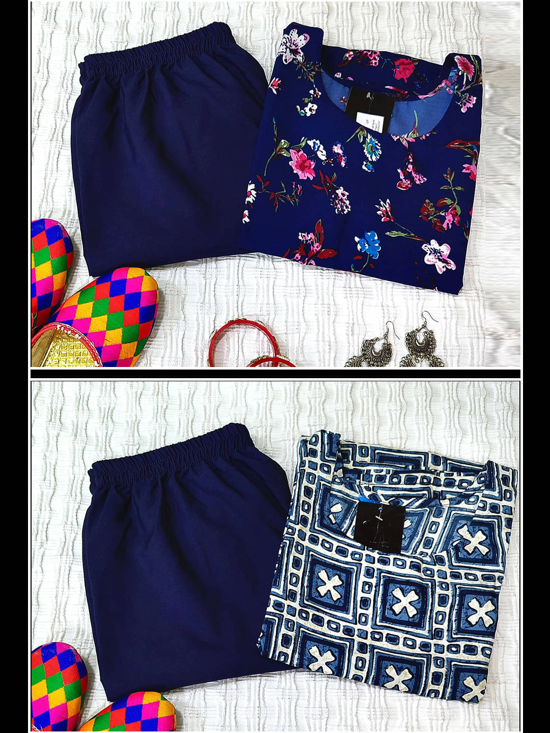 1 Stop Fashion Pack of 2 Crepe Printed Straight Women's Kurti - ( Multicolor1 ) 1 Stop Fashion Pack of 2 Crepe Printed Straight Women's Kurti - ( Multicolor1 )