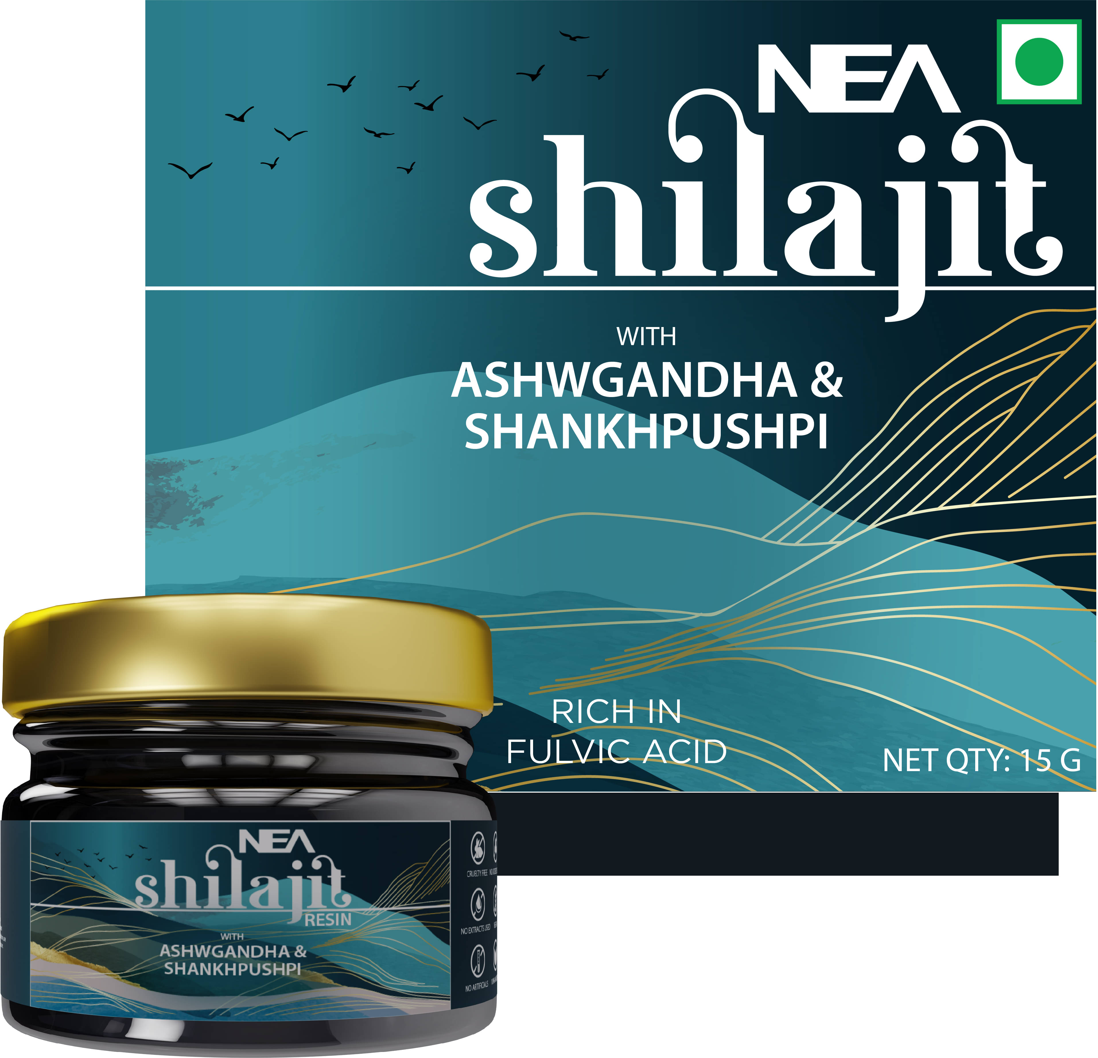     			Nea 100% Pure Shilajit Resin (15 Gm)+ Ashwagandha & Shankpushpi | 5X Boost Stamina