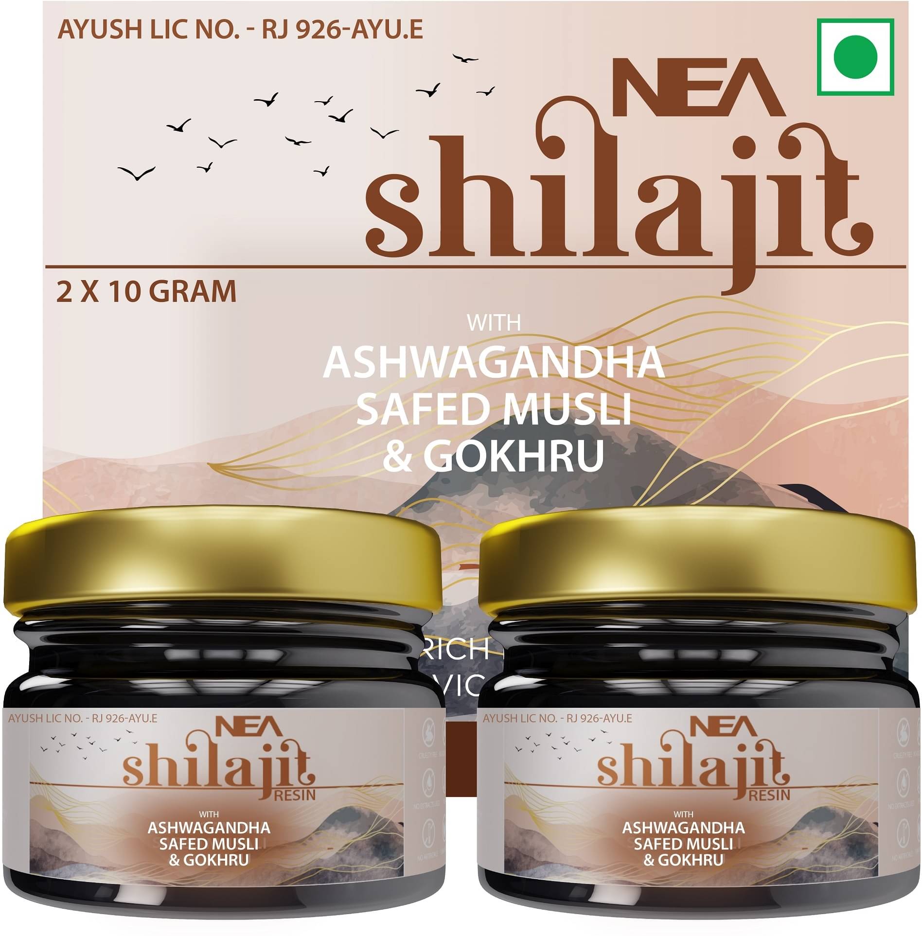     			Nea Ayurvedic Pure Shilajit Resin + Ashwagandha Safed Musli Gokhru