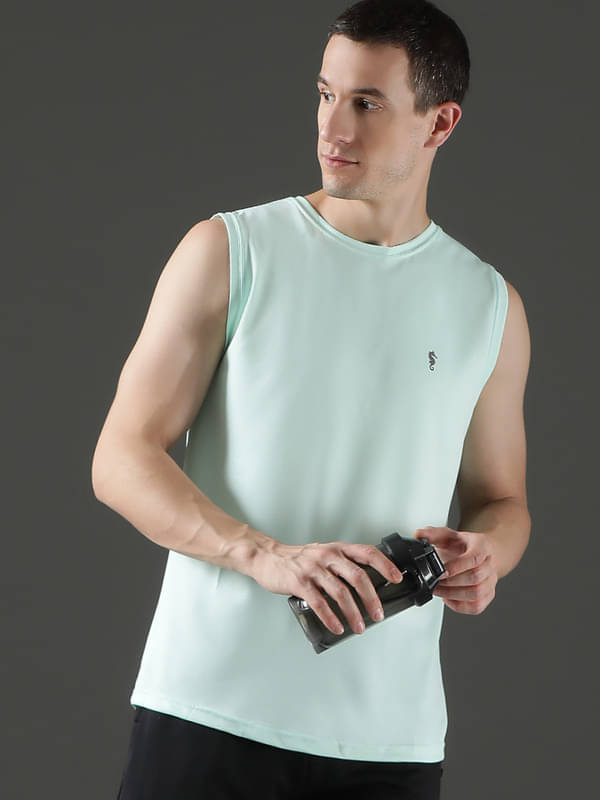 EPPE Pack of 1 Polyester Gym Vest For Men ( Light Blue ) EPPE Pack of 1 Polyester Gym Vest For Men ( Light Blue )