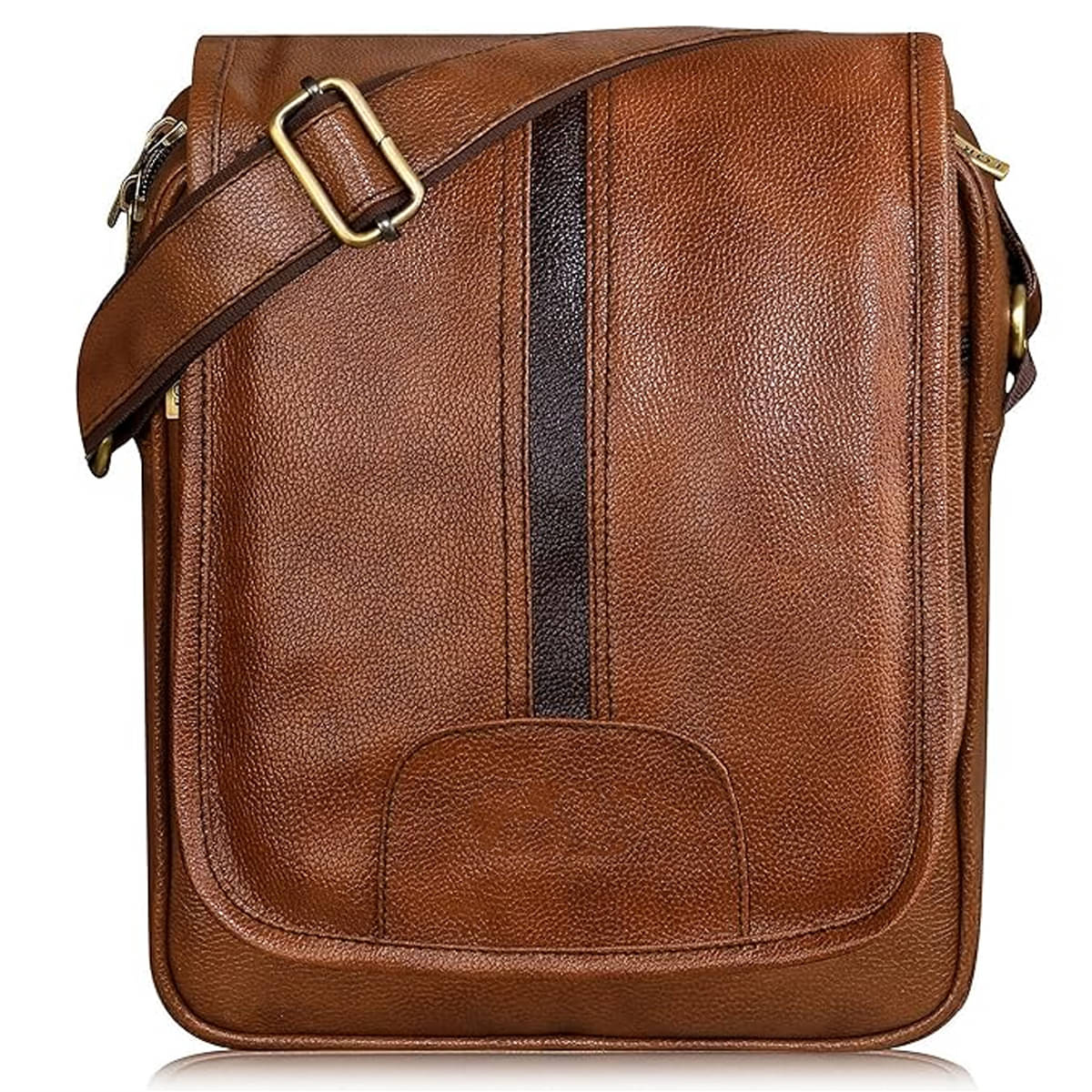     			GEEO Sling Bag Faux Leather Brown Passport Holder