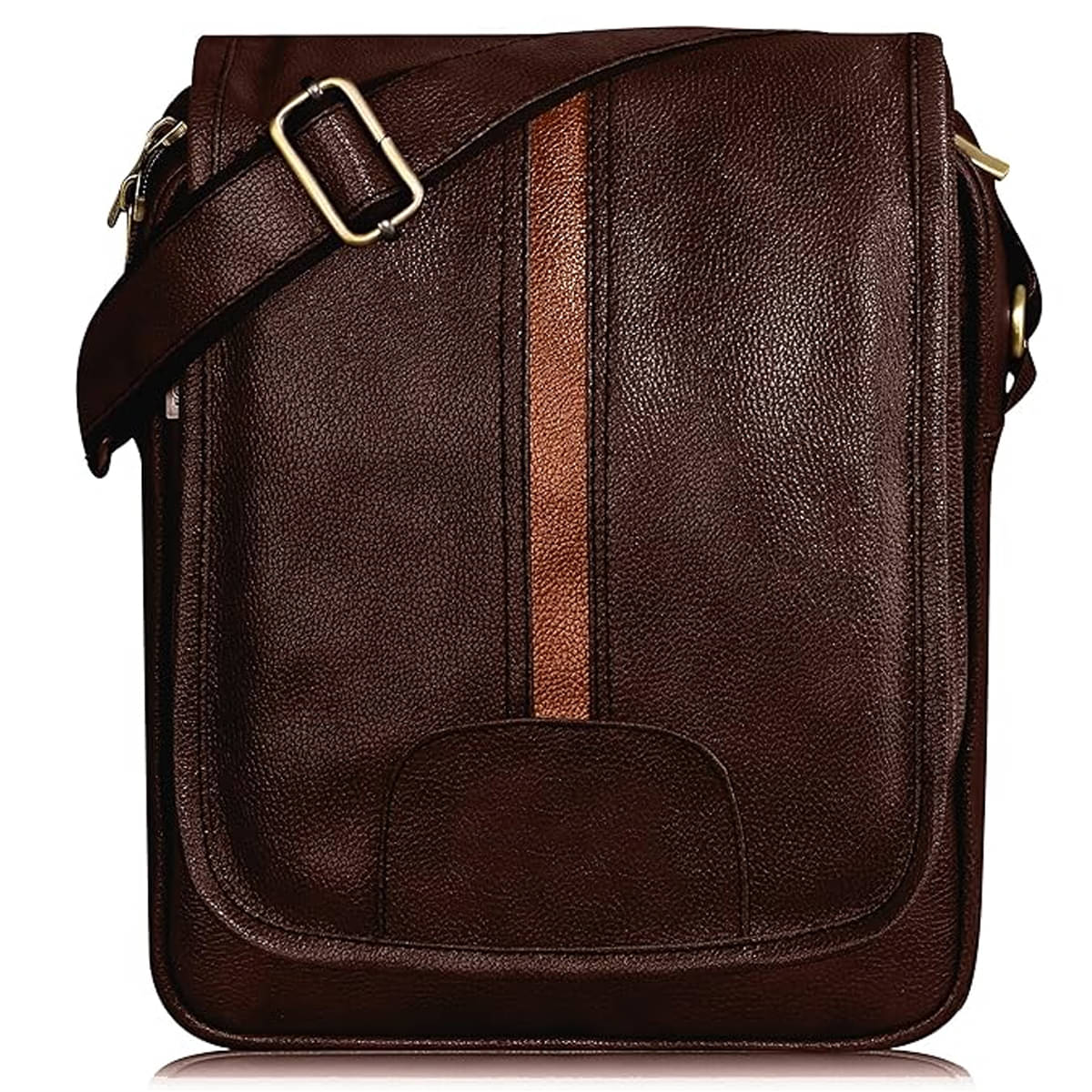     			GEEO Sling Bag Faux Leather Brown Passport Holder