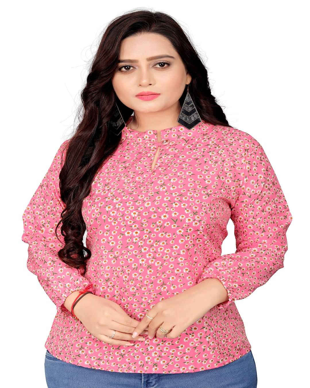     			HARPITA Women's Rayon Regular Top ( Pink )