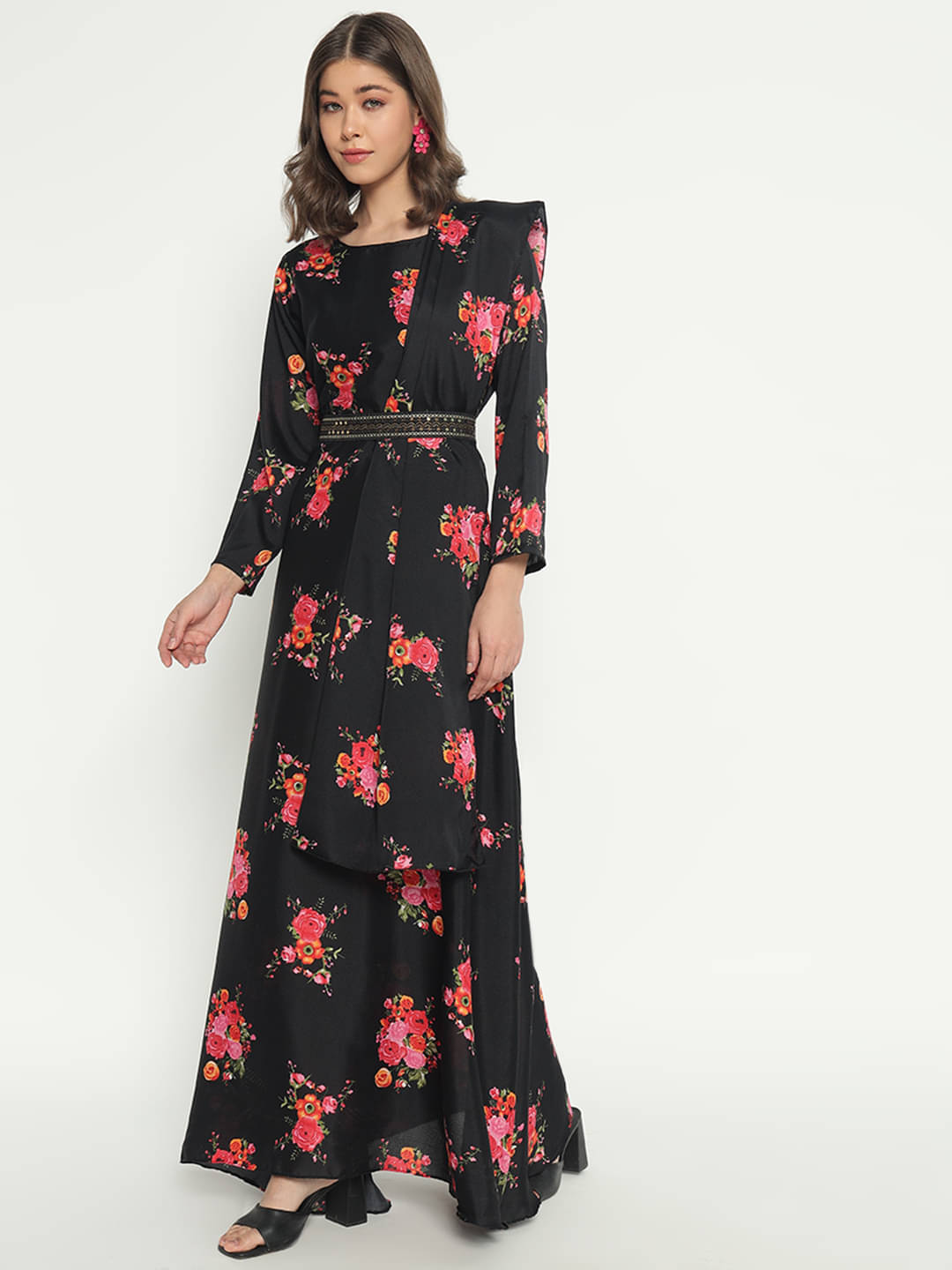 JASH CREATION Women Cotton Blend Printed Fit & Flare Dress ( Black ) JASH CREATION Women Cotton Blend Printed Fit & Flare Dress ( Black )