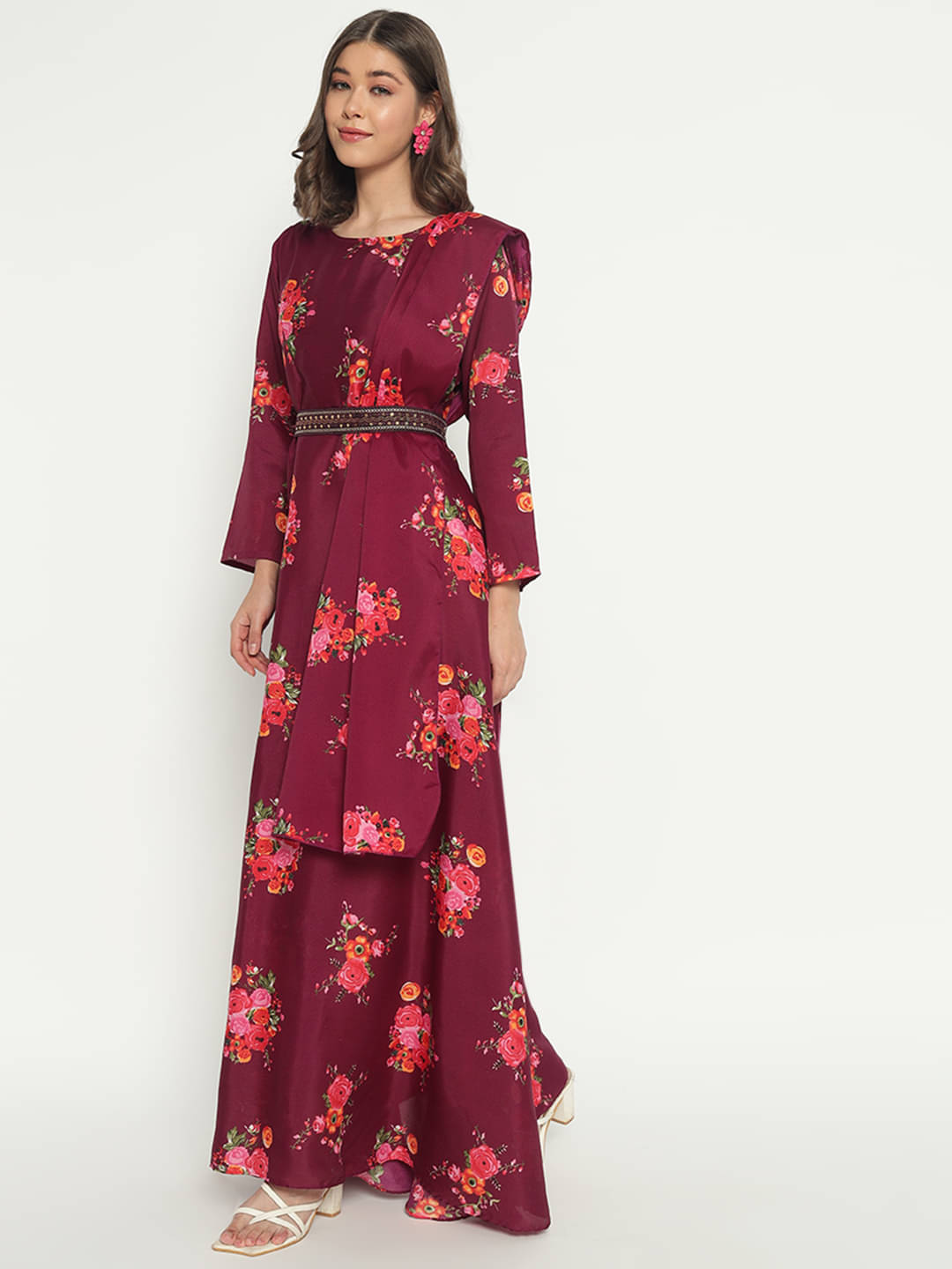 JASH CREATION Women Cotton Blend Printed Fit & Flare Dress ( Purple ) JASH CREATION Women Cotton Blend Printed Fit & Flare Dress ( Purple )