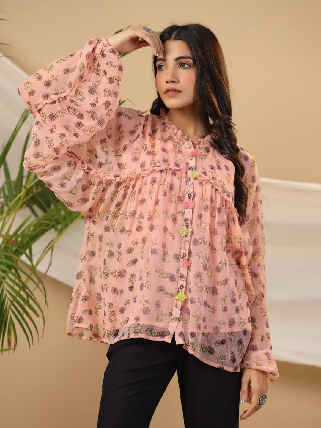 Juniper Women's Chiffon Regular Top ( Peach ) Juniper Women's Chiffon Regular Top ( Peach )