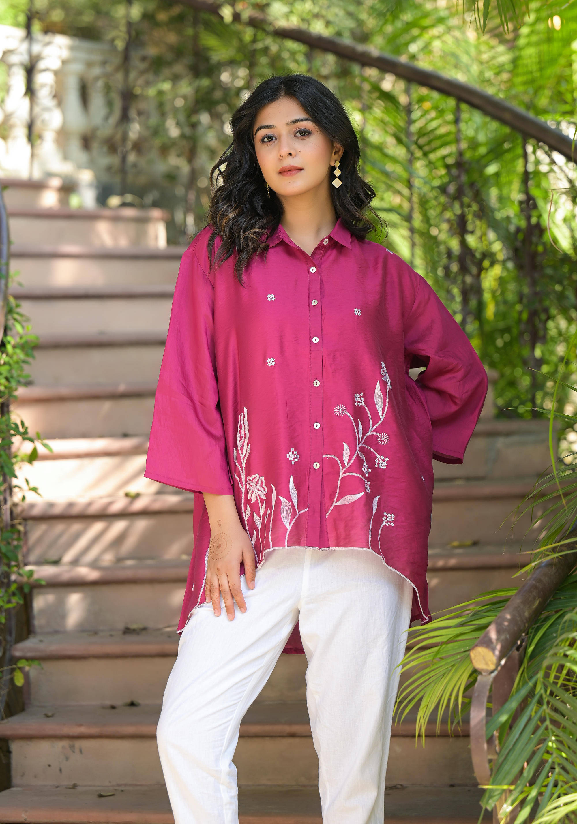 Juniper Women's Cotton Asymmetrical Top ( Pink ) Juniper Women's Cotton Asymmetrical Top ( Pink )