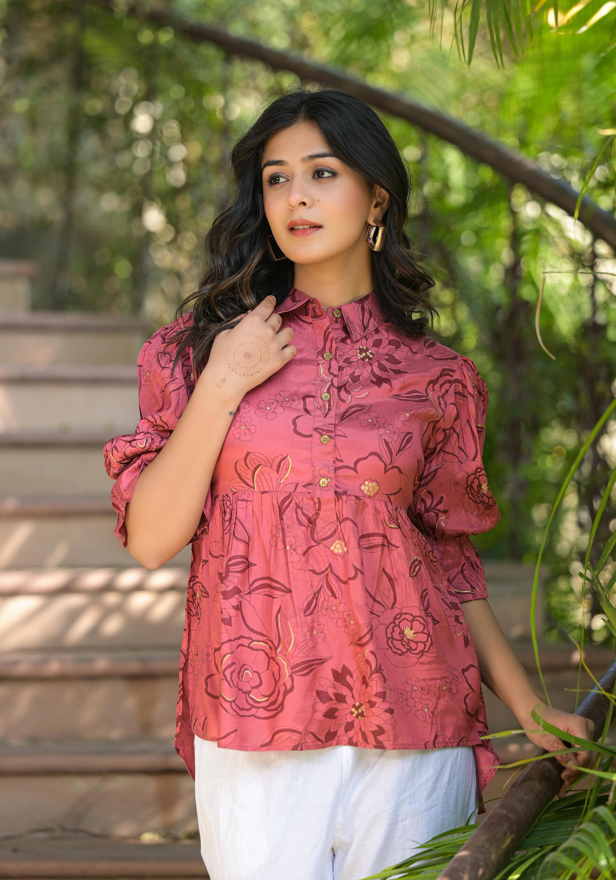 Juniper Women's Viscose Peplum Top ( Rust ) Juniper Women's Viscose Peplum Top ( Rust )