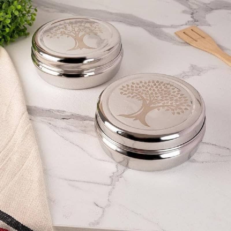 Kaira's Kitchen World Steel Silver Multi-Purpose Container ( Set of 2 )