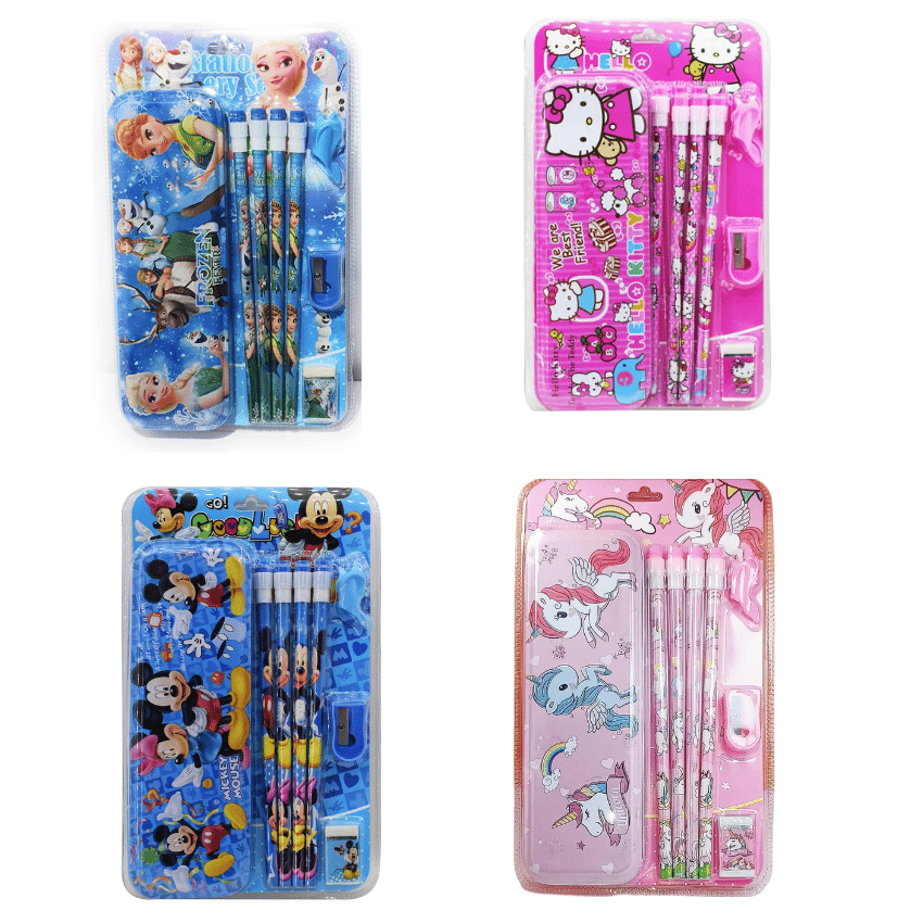     			Kalra Magic Stationery Kit Set for Kids Pencils Eraser Sharpener Grip Holder & Pencil Box Birthday Gift for Kids Micky Mouse Cartoon Theme