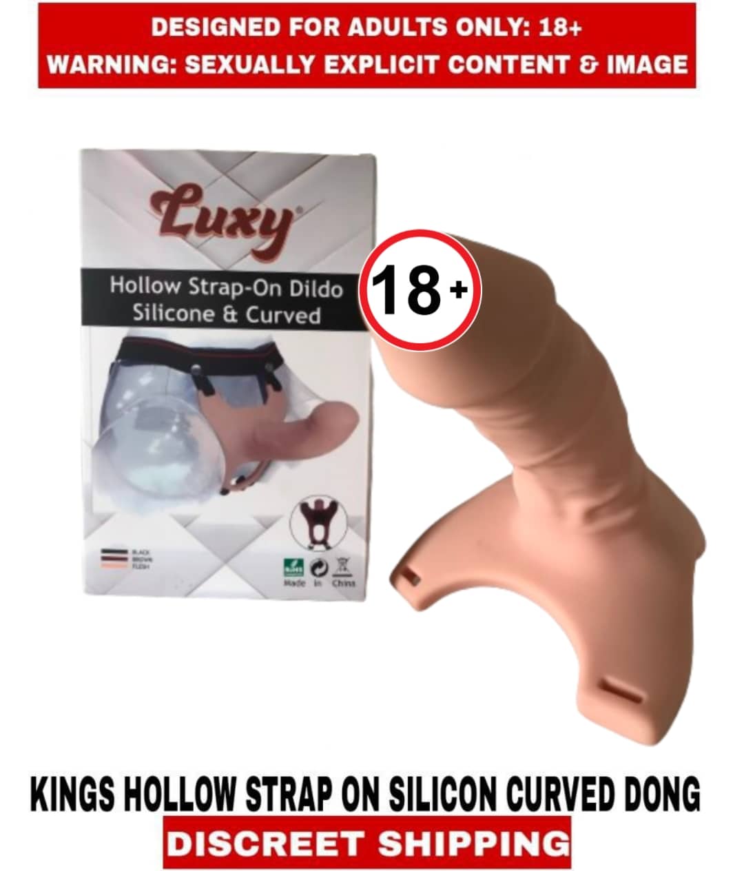 Male Sex Toys Adult Concept L U X Y Hollow Strap-On Dildo Silicon And Curved Dong Strap-On For Men