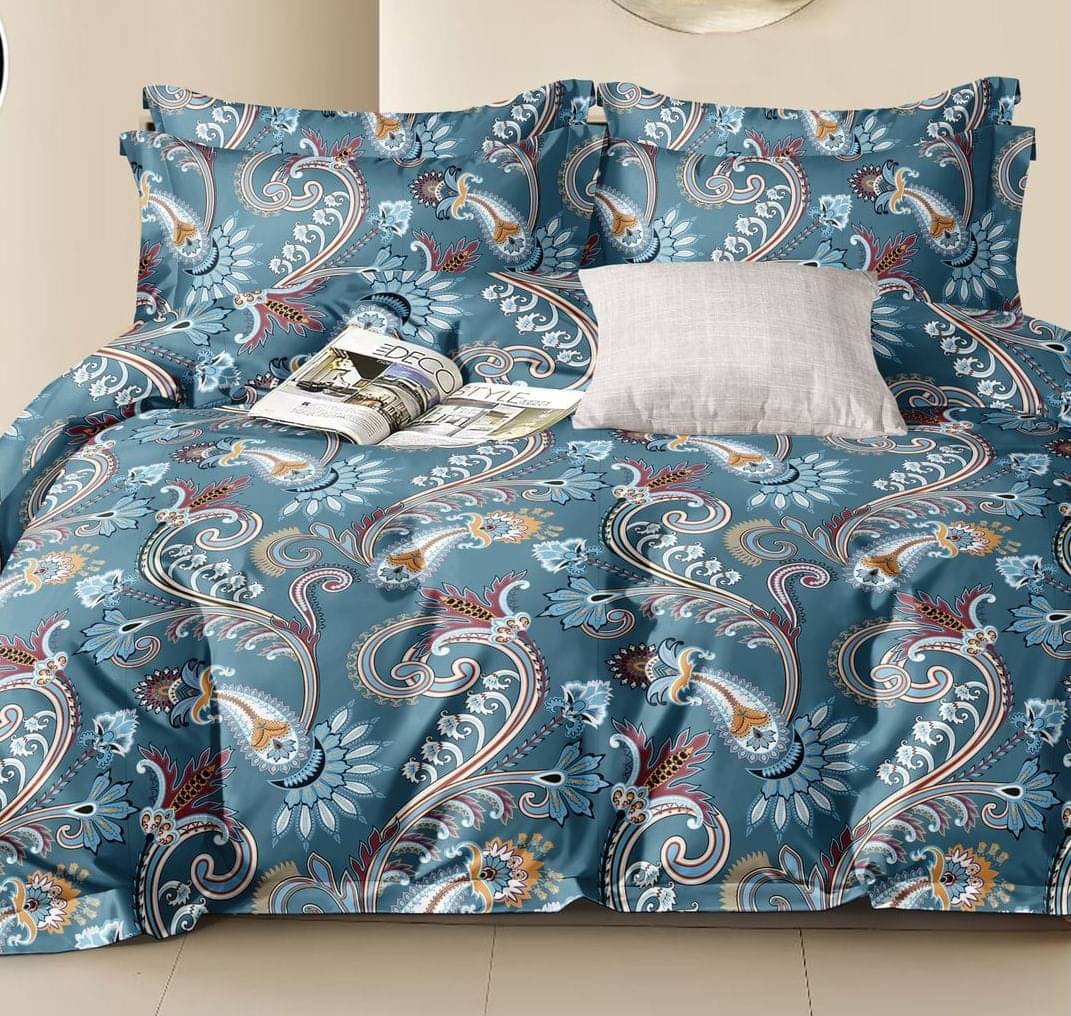     			NeLeo Poly Cotton 1 Double Queen Bedsheet with 2 Pillow Covers ( Blue )