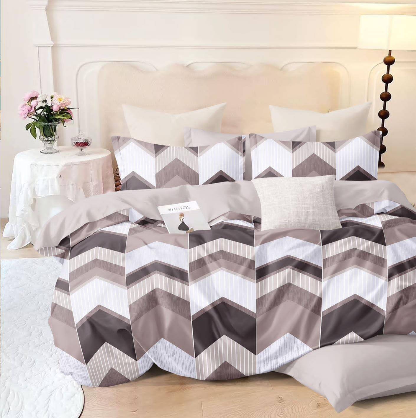     			NeLeo Poly Cotton 1 Double Queen Bedsheet with 2 Pillow Covers ( Brown )