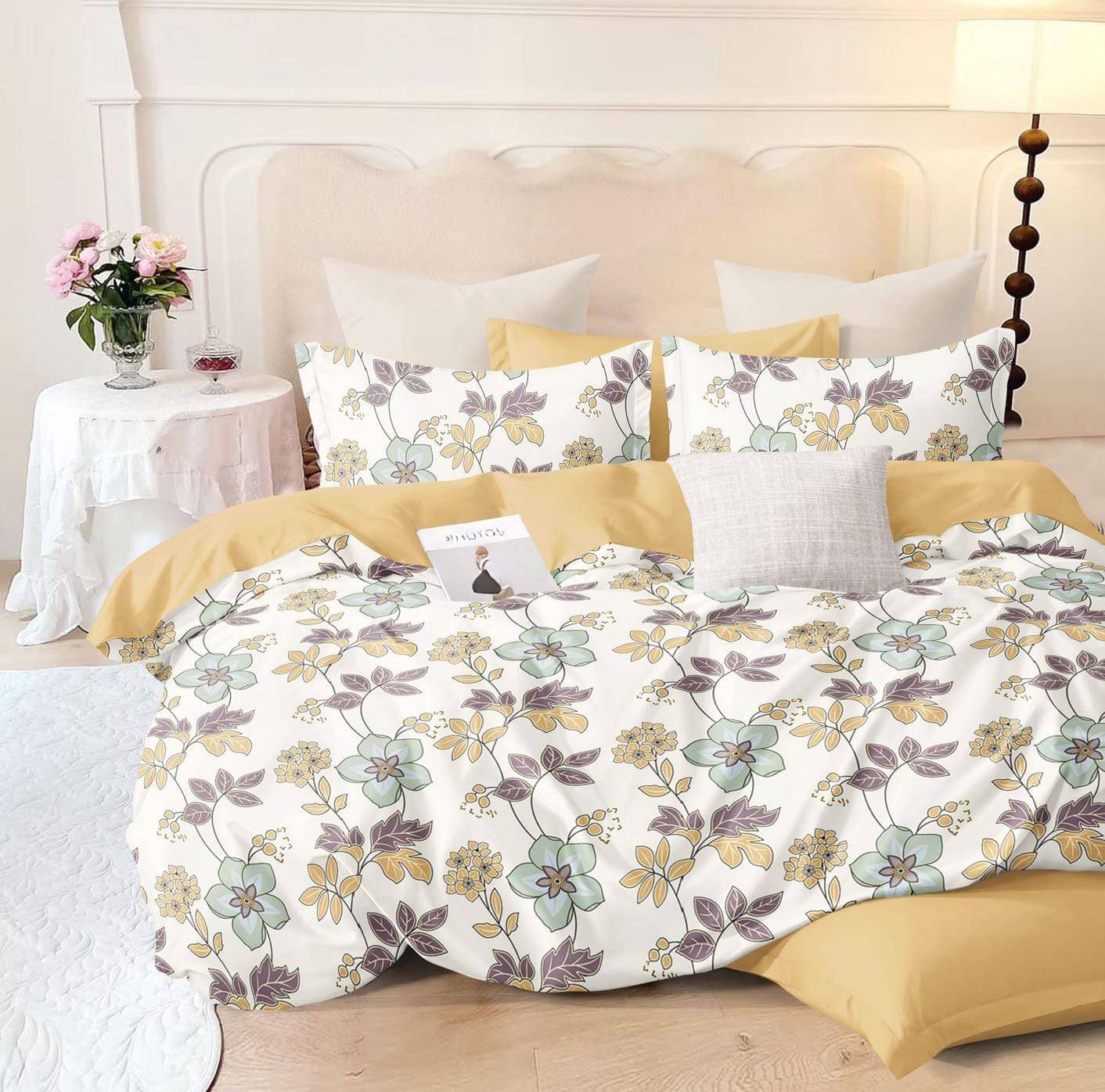     			NeLeo Poly Cotton 1 Double Queen Bedsheet with 2 Pillow Covers ( Multicolor )