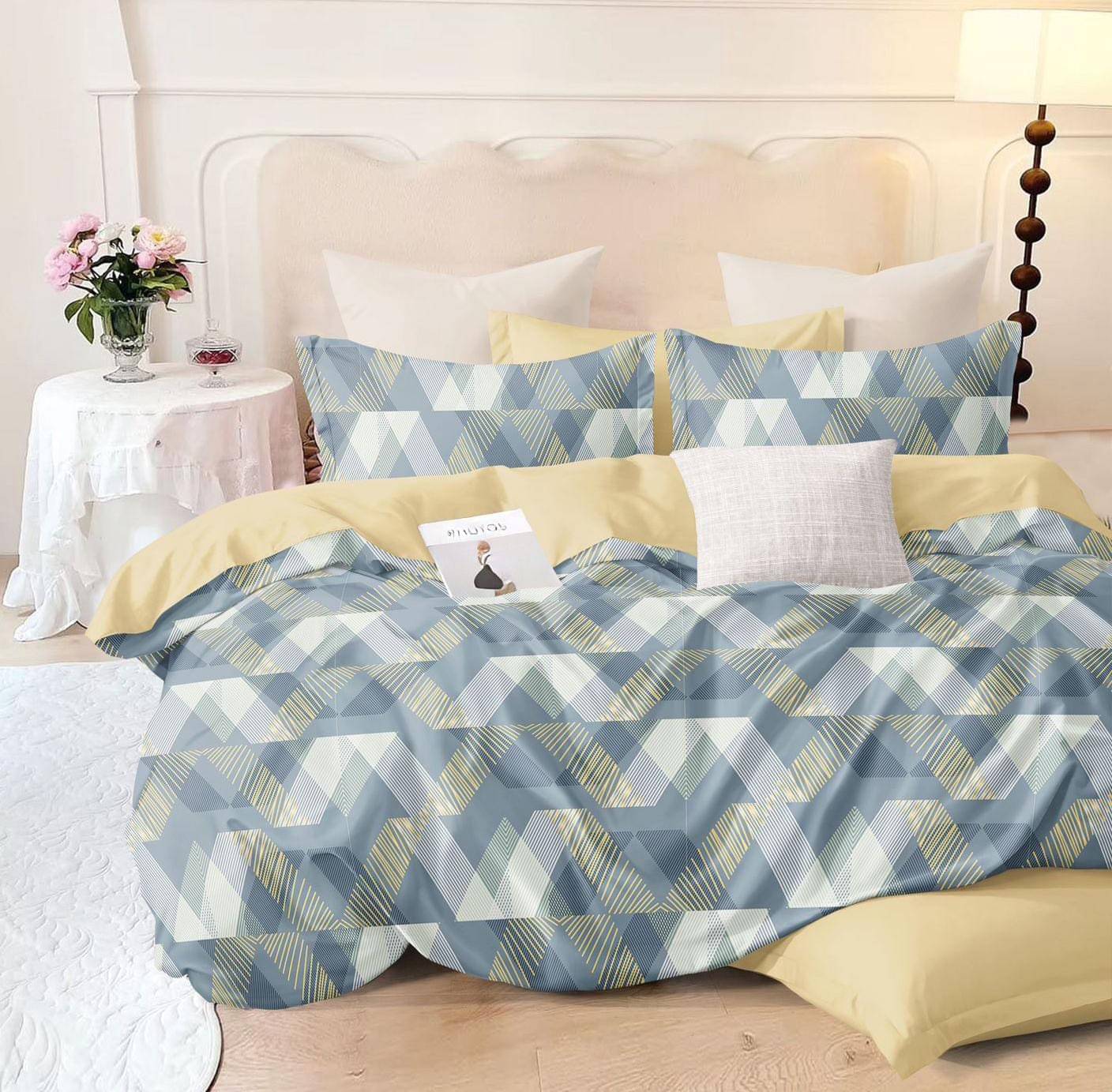     			NeLeo Poly Cotton 1 Double Queen Bedsheet with 2 Pillow Covers ( Navy Blue )