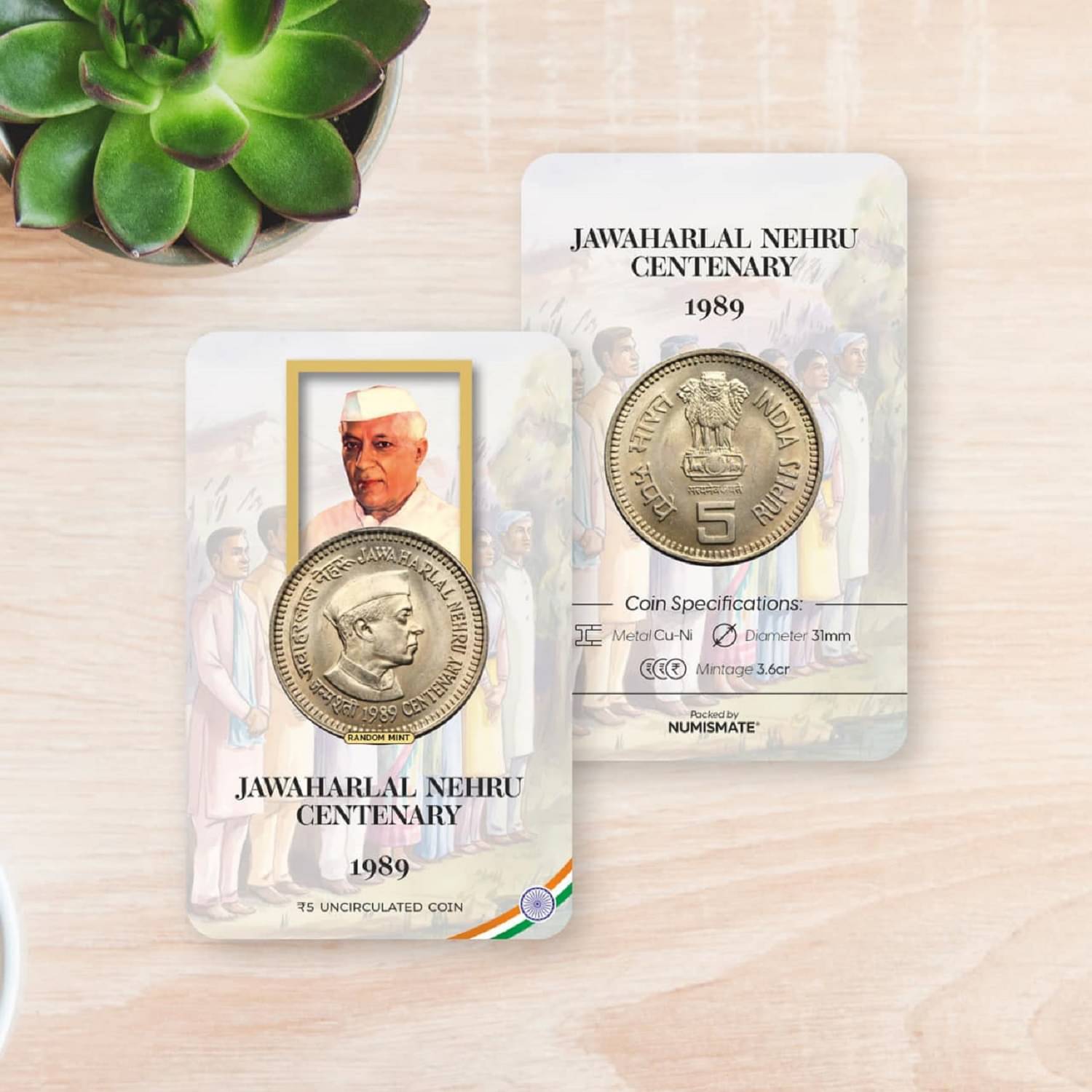     			Rs.5 Jawahar Lal Nehru Commemorative Coin Card – Special Edition
