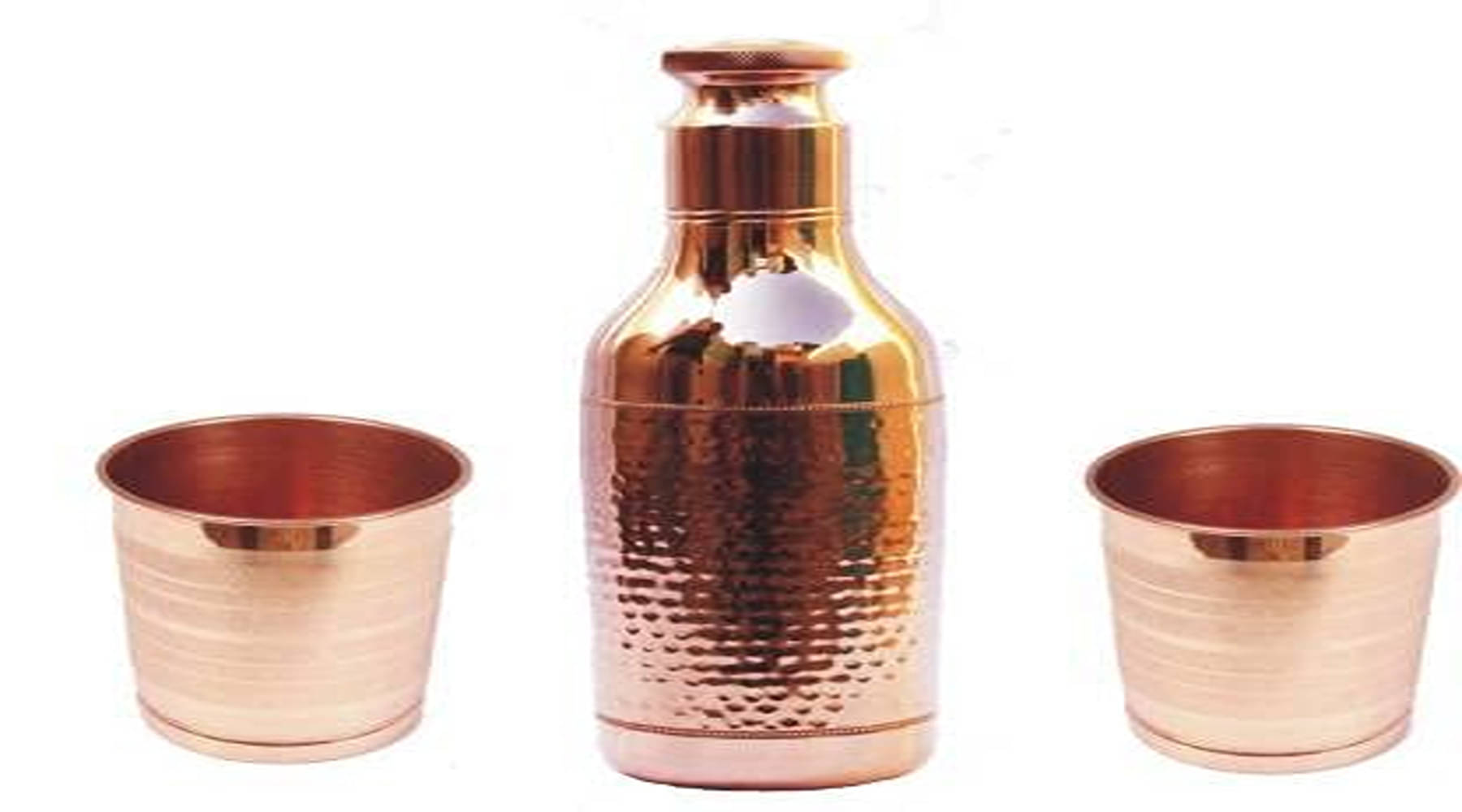     			Shakuntla Vintage bottle Set Solid Copper Saucer 1000 ml ( Pack of 3 )