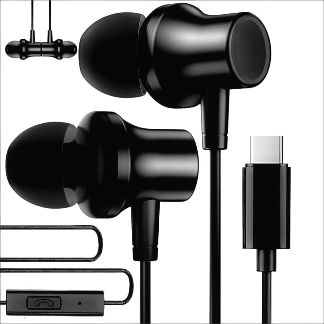 Tecsox Bassbuds Type C Wired Earphone In Ear Magnetic Earpeice Black Tecsox Bassbuds Type C Wired Earphone In Ear Magnetic Earpeice Black