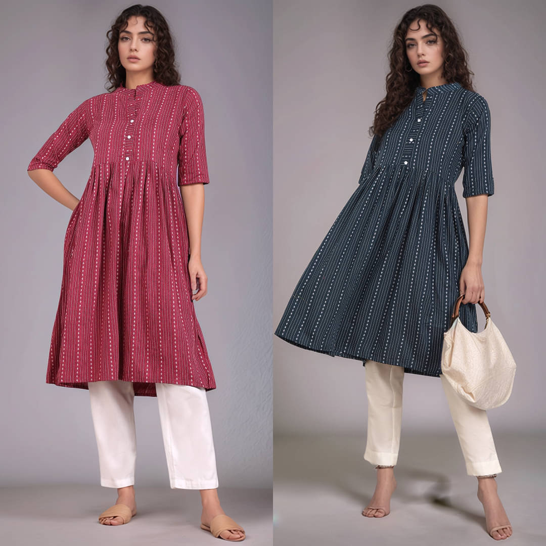     			VINHSCAPE Pack of 2 Cotton Embroidered Anarkali Women's Kurti - ( Multicolor )