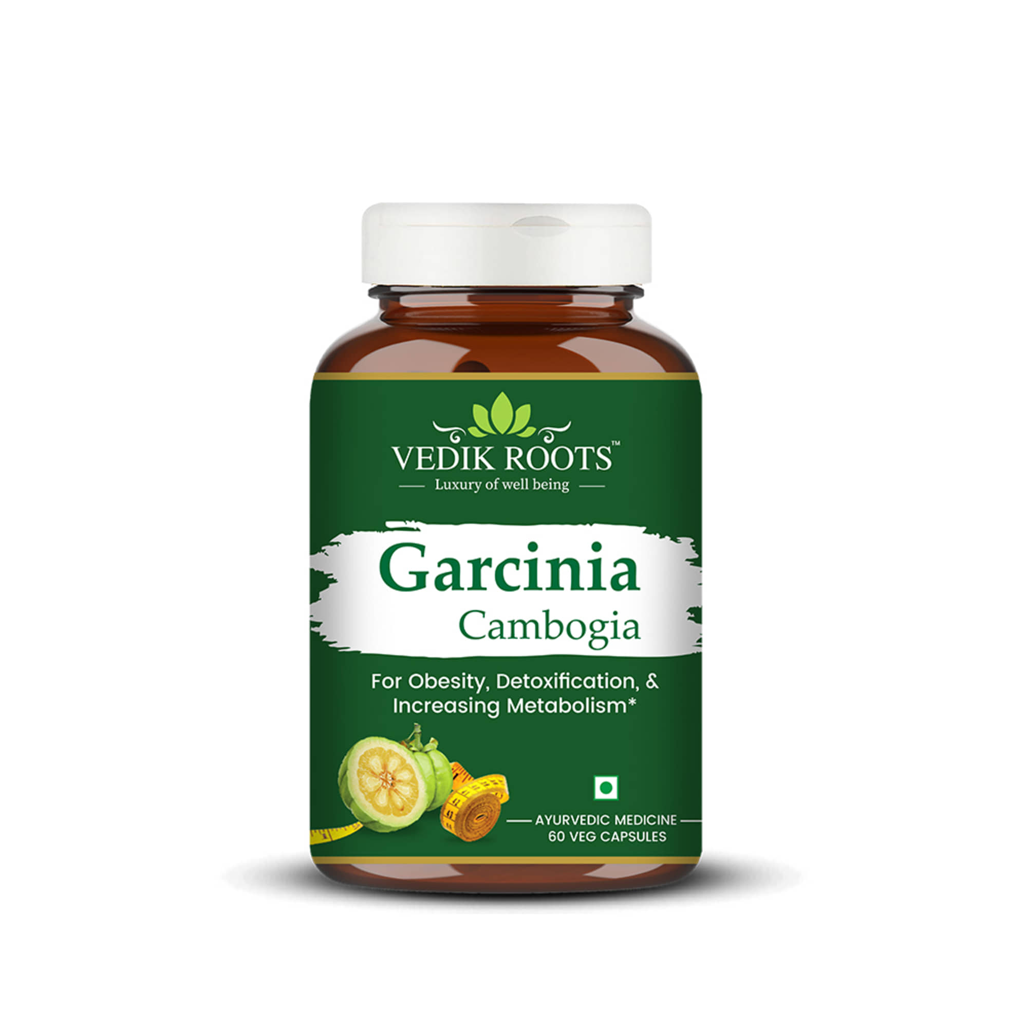 Vedikroots Garcinia Cambogia Capsule Natural Weight Loss & Fat Burner for Belly Fat 60 No.s (Pack of 1)