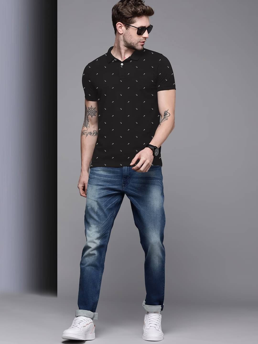 AIN6 Pack of 1 Cotton Blend Regular Fit Printed Half Sleeves Men's Polo T Shirt ( Black ) AIN6 Pack of 1 Cotton Blend Regular Fit Printed Half Sleeves Men's Polo T Shirt ( Black )