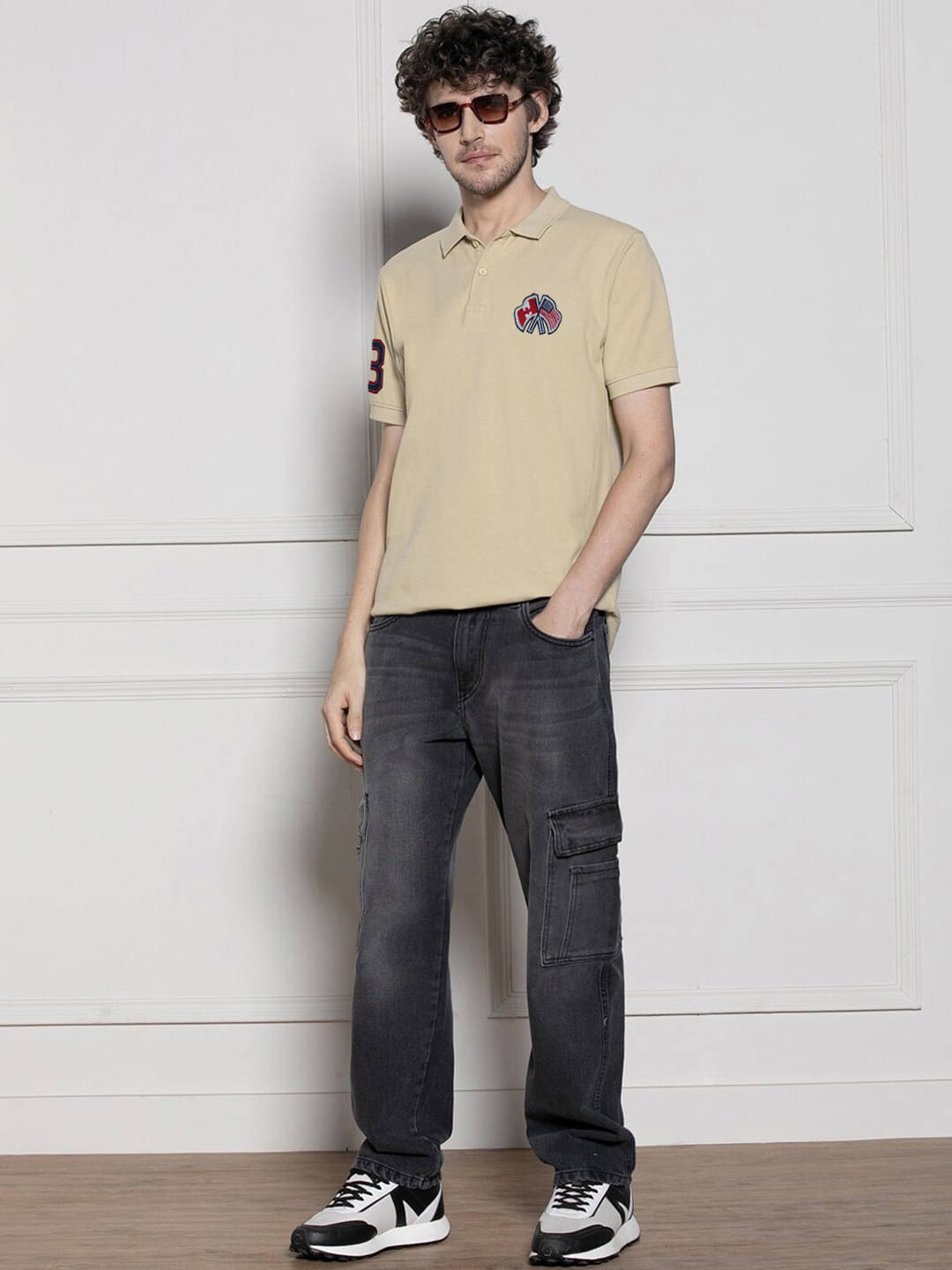     			AIN6 Pack of 1 Cotton Blend Regular Fit Solid Half Sleeves Men's Polo T Shirt ( Beige )