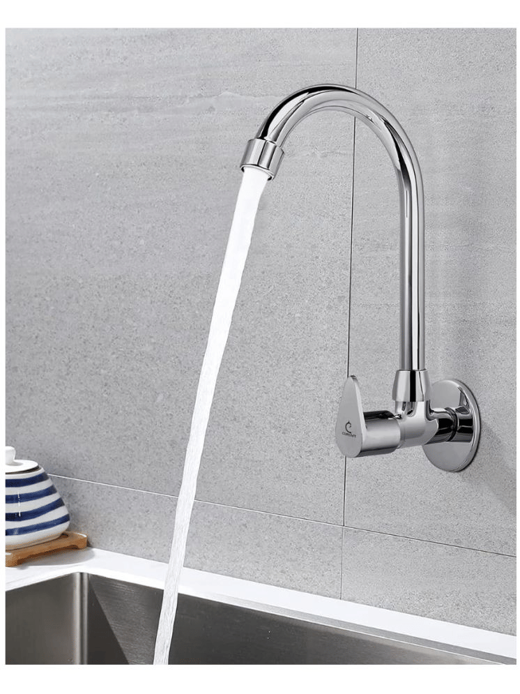 Bathfax Holex Zinc Alloy Wall Mounted Sink Cock Tap Steel Kitchen Sink Tap (Sink Cock)