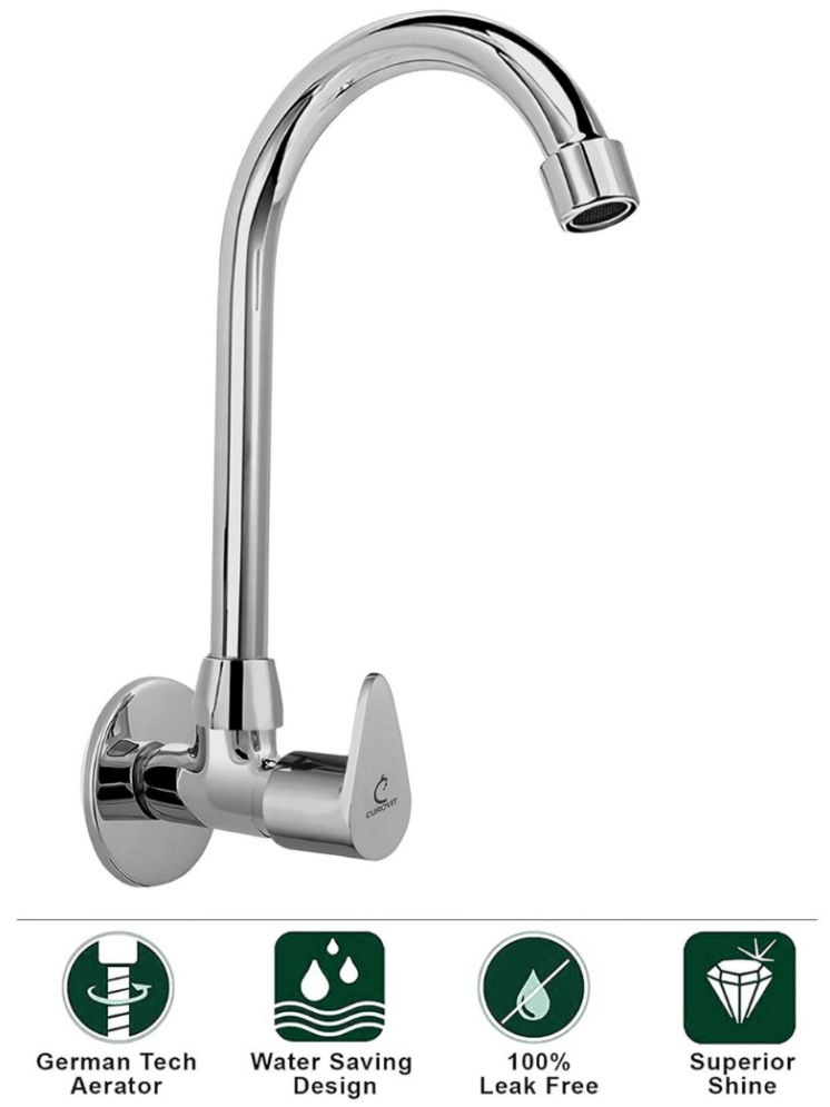 Bathfax Torreno Zinc Alloy Wall Mounted Sink Cock Tap Steel Bathroom Tap (Bib Cock)