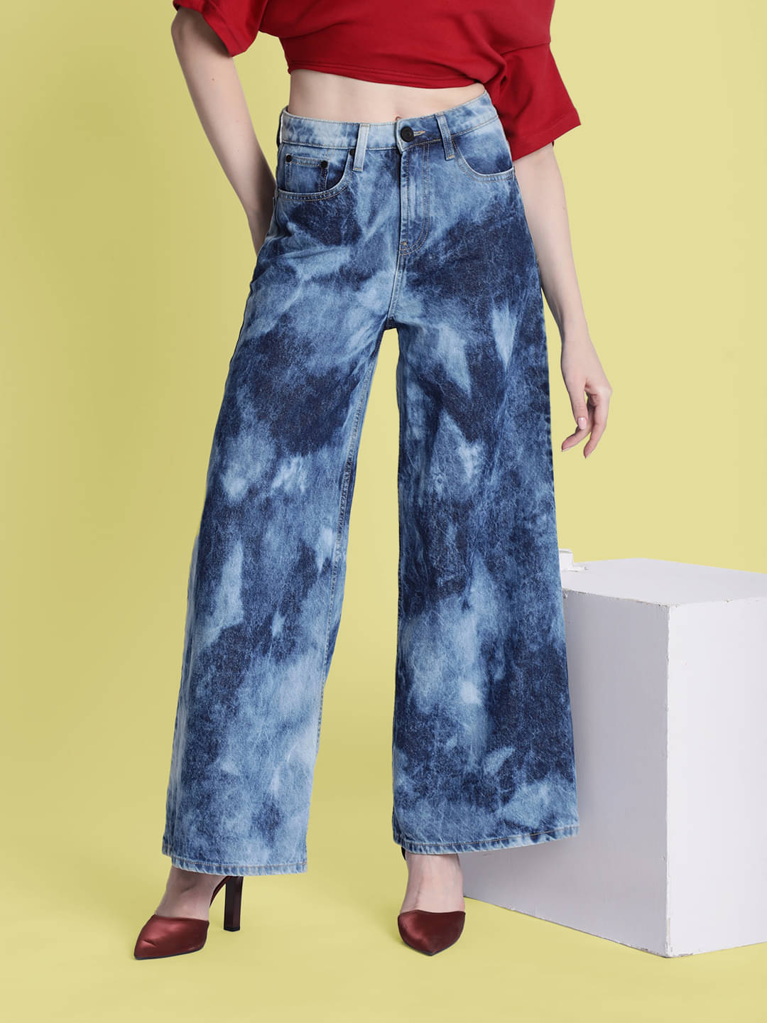     			Bene Kleed - Blue Cotton Wide Leg Women's Jeans ( Pack of 1 )