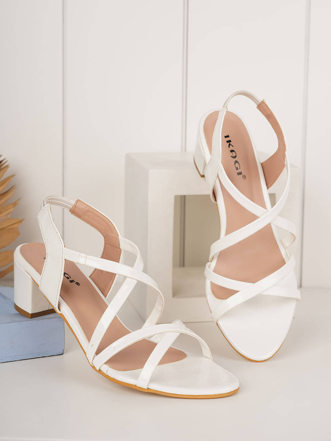     			IKAGI White Women's Sandal Heels