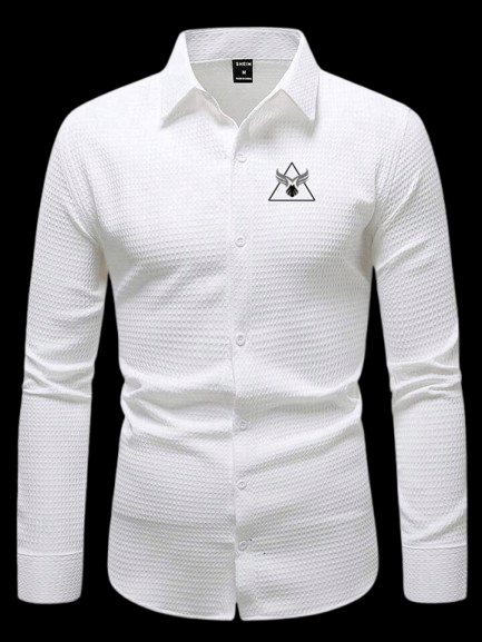 IQVLI Cotton Blend Regular Fit Self Design Full Sleeves Men's Casual Shirt - White ( Pack of 1 )