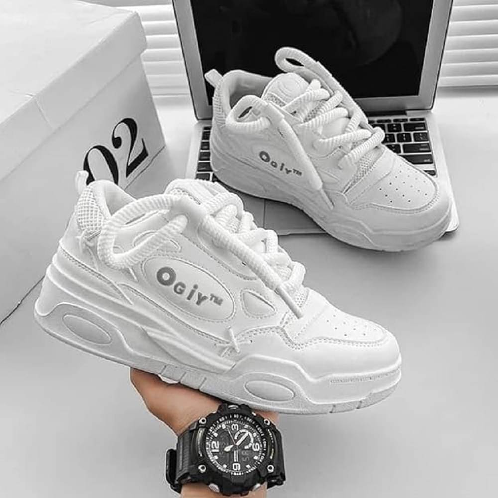     			PM Traders Ogiy Retro shoes For Men White Men's Sneakers