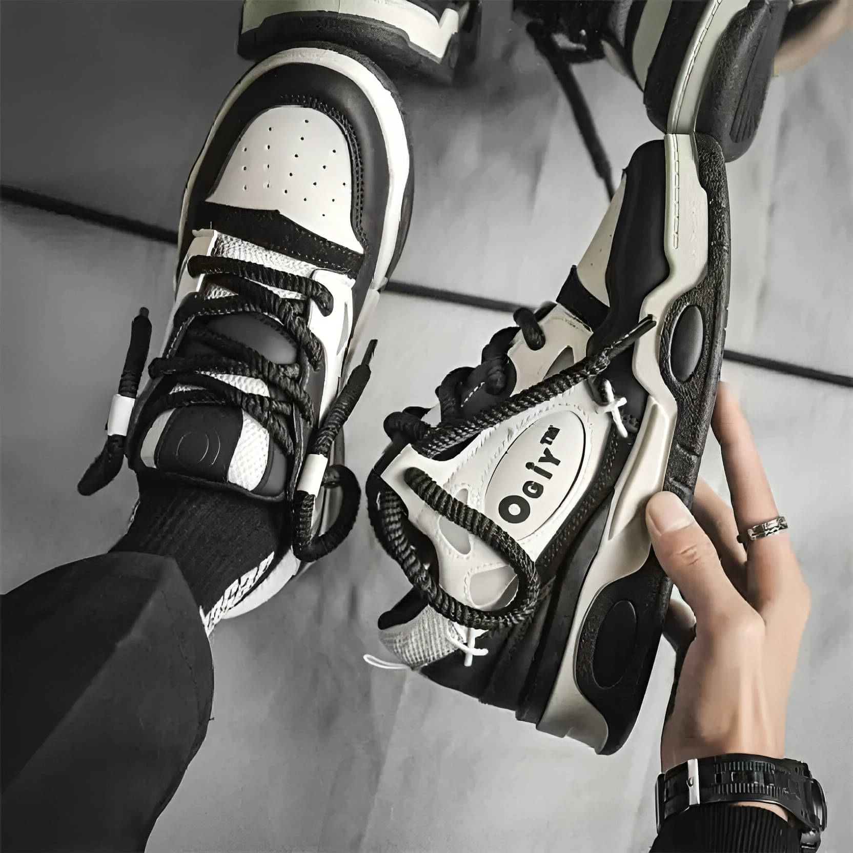     			PM Traders Ogiy Retro shoes For Men Black Men's Sneakers