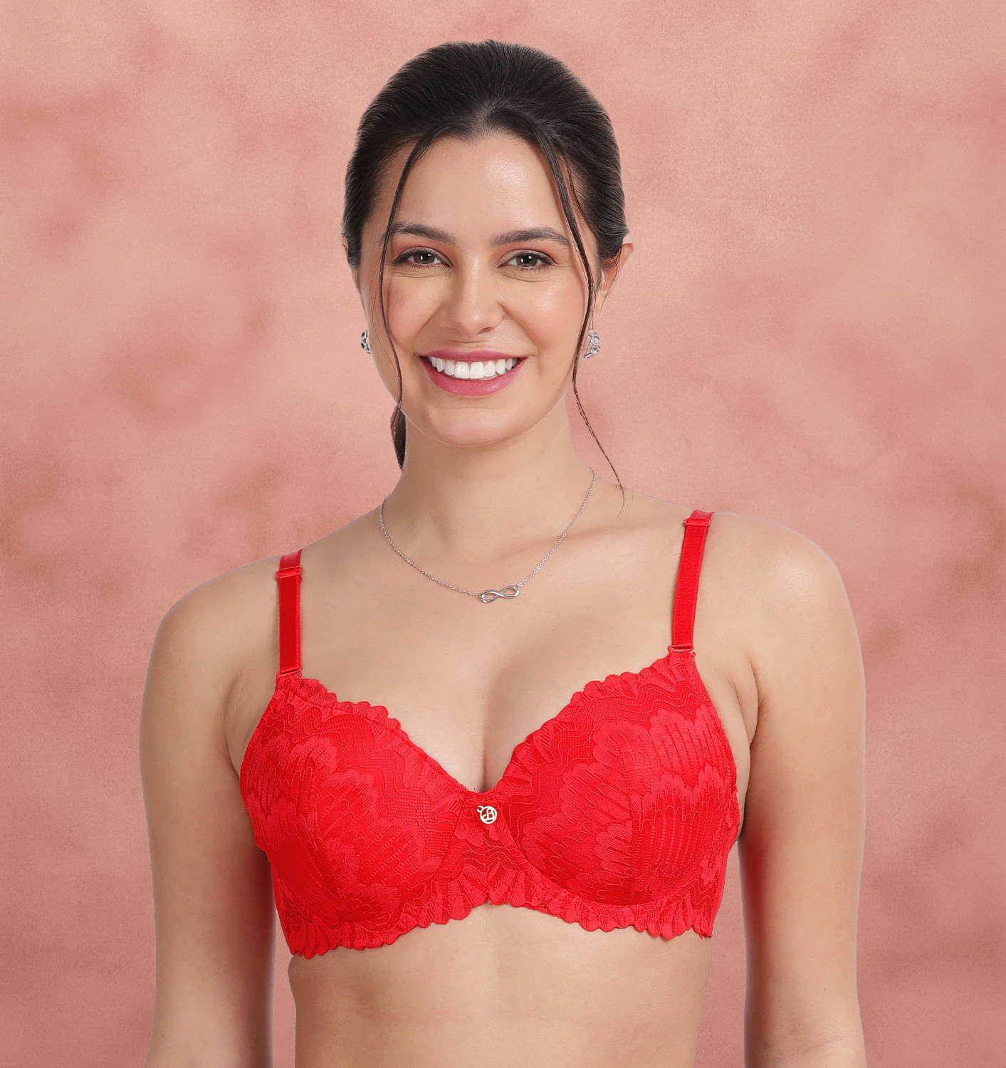     			Susie Pack of 1 Lace Lightly Padded T-Shirt Bra For Women ( Red )