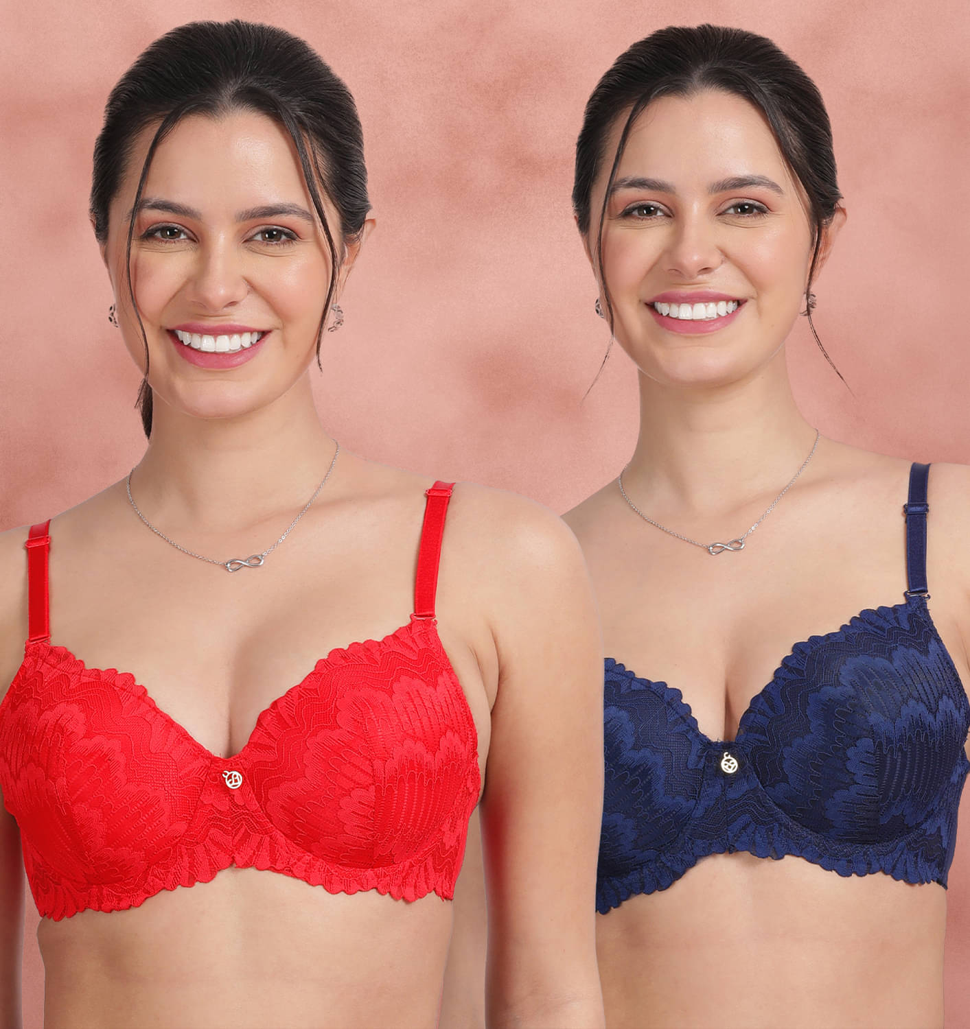 Susie Pack of 2 Nylon Lightly Padded T-Shirt Bra For Women ( Red )     			Susie Pack of 2 Nylon Lightly Padded T-Shirt Bra For Women ( Red )