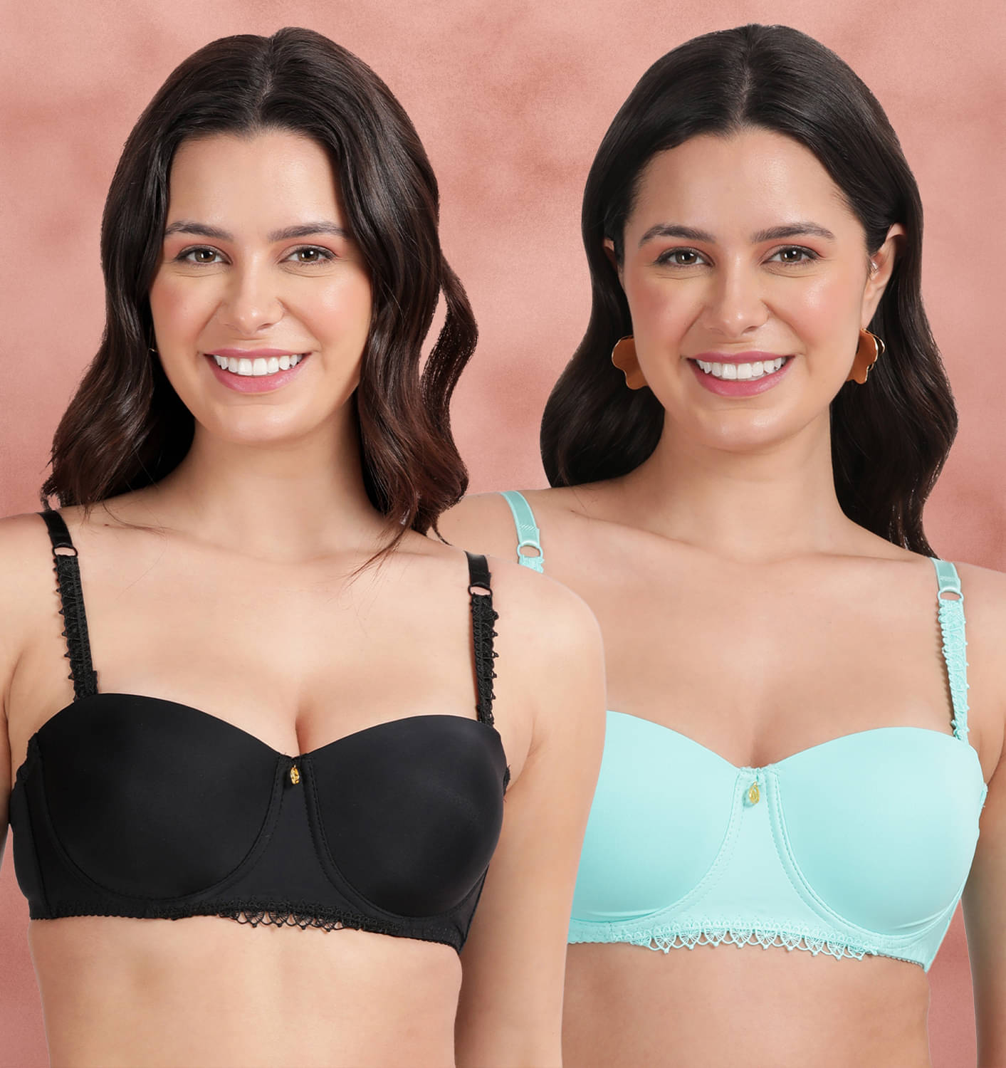 Susie Pack of 2 Nylon Lightly Padded T-Shirt Bra For Women ( Light Blue ) Susie Pack of 2 Nylon Lightly Padded T-Shirt Bra For Women ( Light Blue )