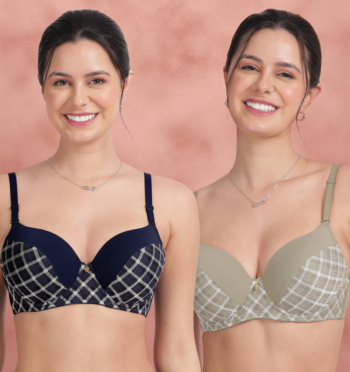 Susie Pack of 2 Nylon Lightly Padded T-Shirt Bra For Women ( Blue ) Susie Pack of 2 Nylon Lightly Padded T-Shirt Bra For Women ( Blue )