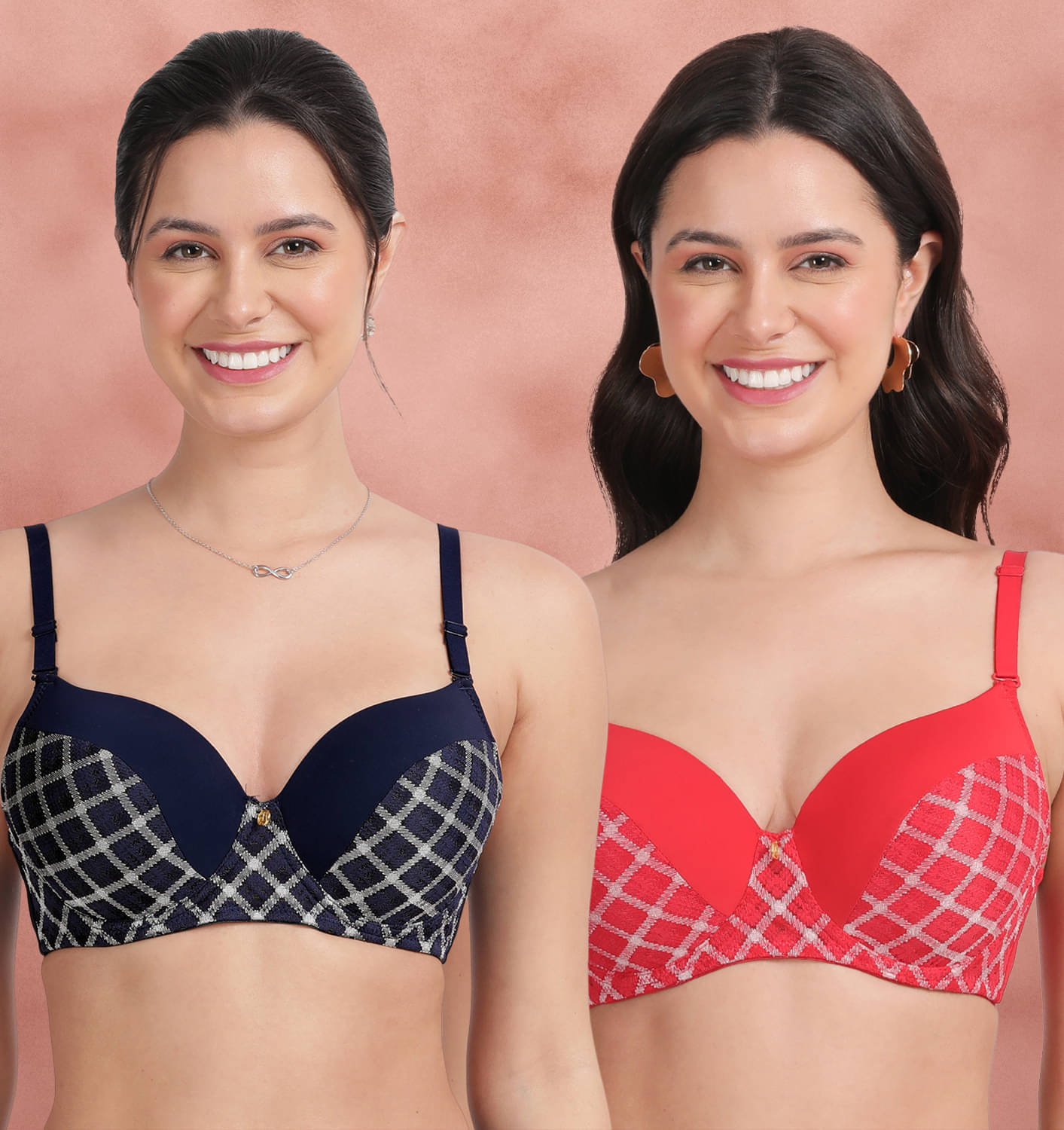     			Susie Pack of 2 Nylon Lightly Padded T-Shirt Bra For Women ( Burgundy )