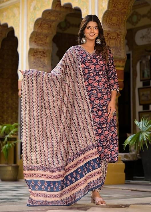 THE FAB FACTORY Rayon Printed Kurti With Salwar Women's Stitched Salwar Suit - Navy ( Pack of 1 ) THE FAB FACTORY Rayon Printed Kurti With Salwar Women's Stitched Salwar Suit - Navy ( Pack of 1 )