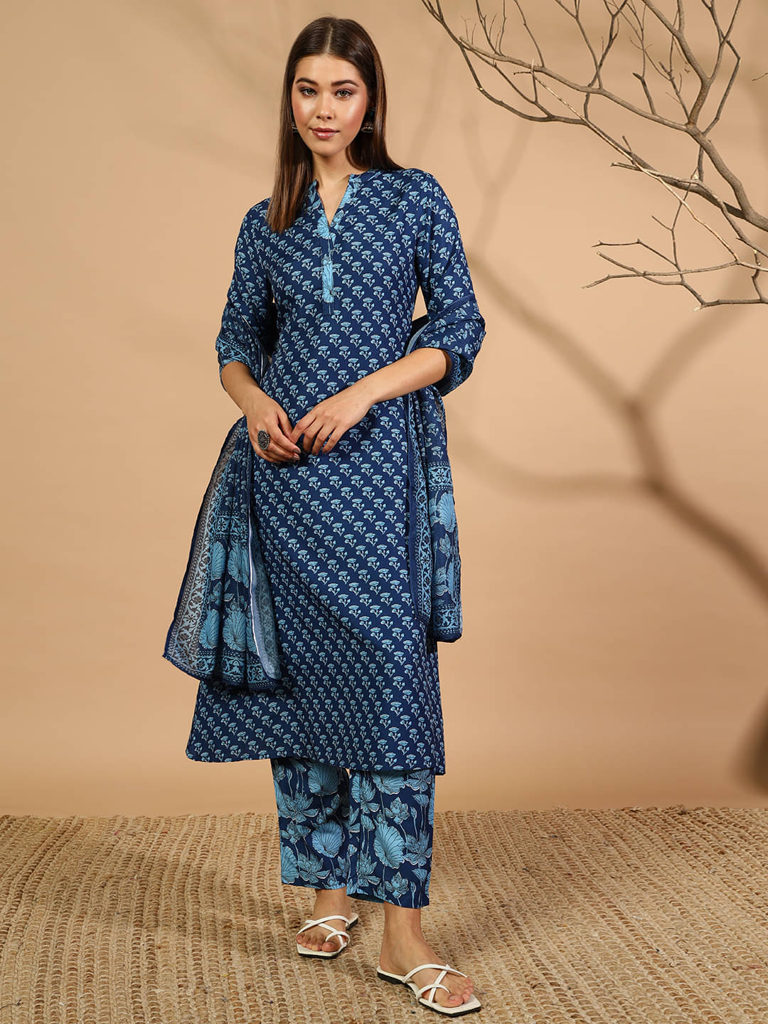 THE FAB FACTORY Rayon Printed Kurti With Pants Women's Stitched Salwar Suit - Blue ( Pack of 1 ) THE FAB FACTORY Rayon Printed Kurti With Pants Women's Stitched Salwar Suit - Blue ( Pack of 1 )