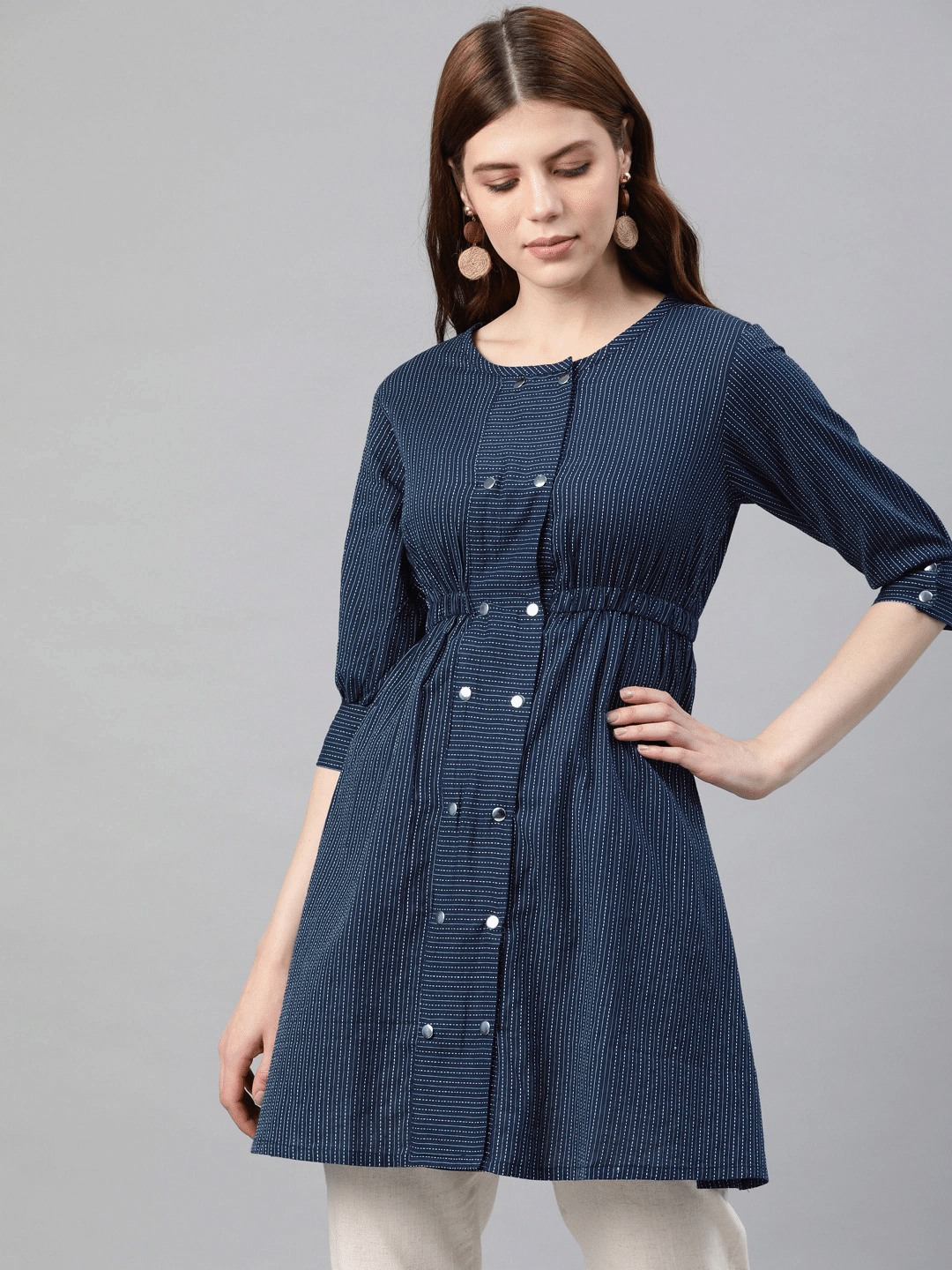     			Yash Gallery Women's Cotton A-Line Top ( Blue )