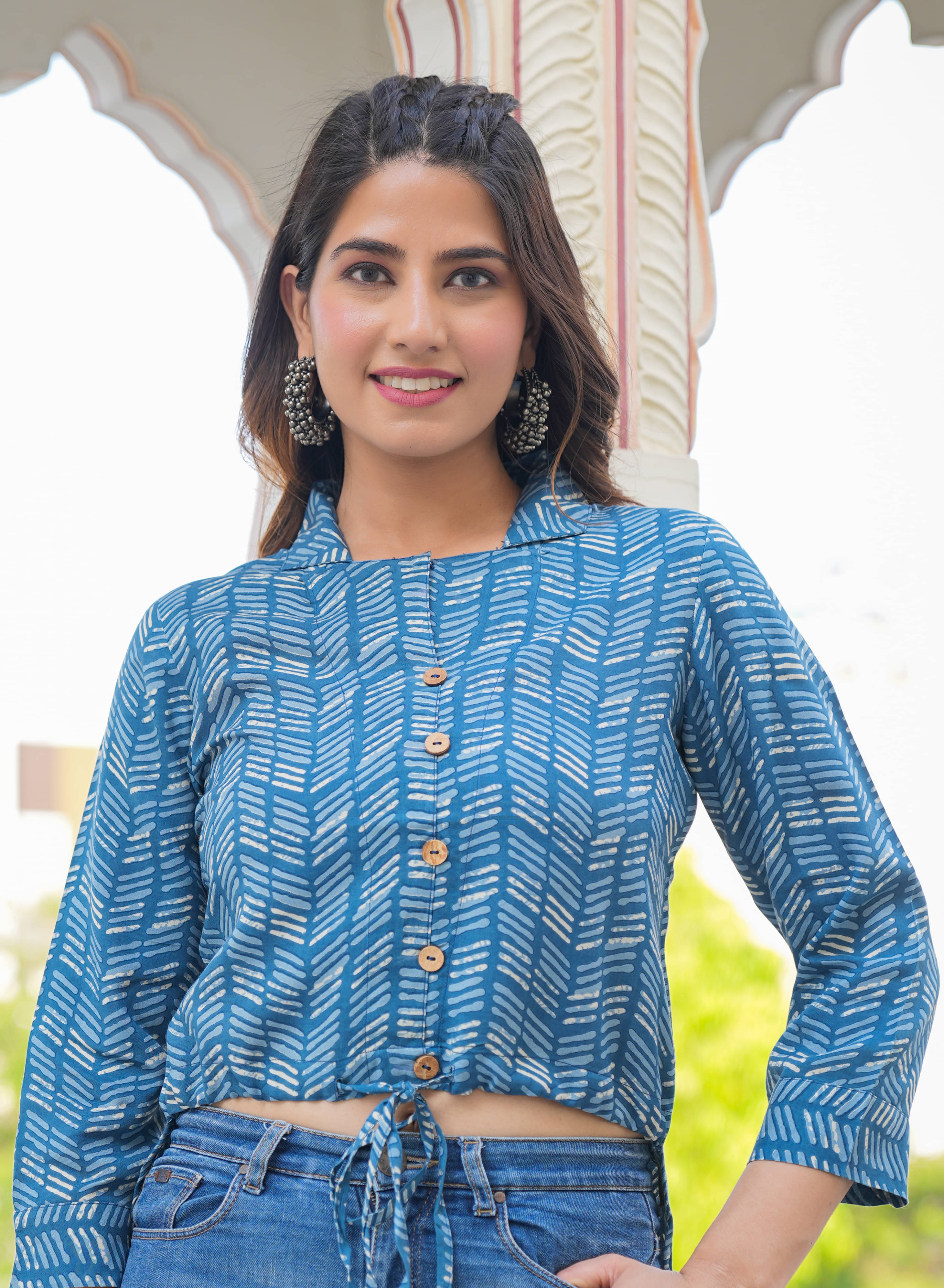     			Yash Gallery Women's Rayon Regular Top ( Blue )