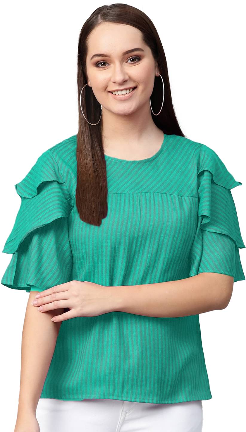 Yash Gallery Green Polyester Women's Regular Top ( Pack of 1 ) Yash Gallery Green Polyester Women's Regular Top ( Pack of 1 )