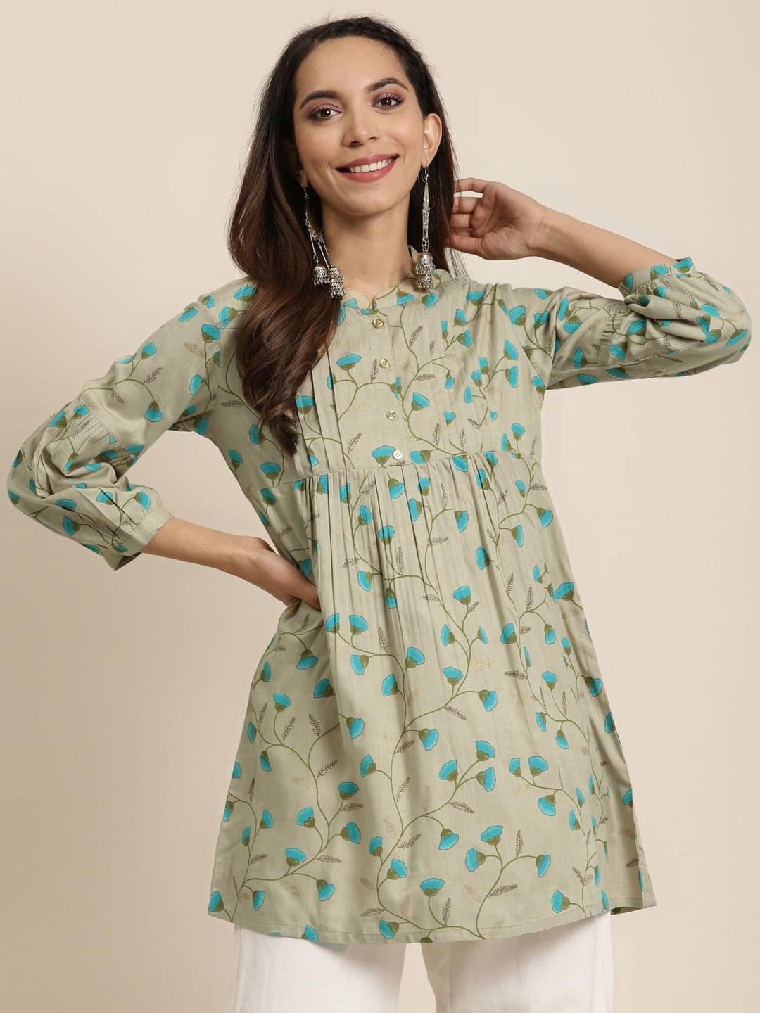 Yash Gallery Women's Rayon Regular Top ( Khaki )     			Yash Gallery Women's Rayon Regular Top ( Khaki )