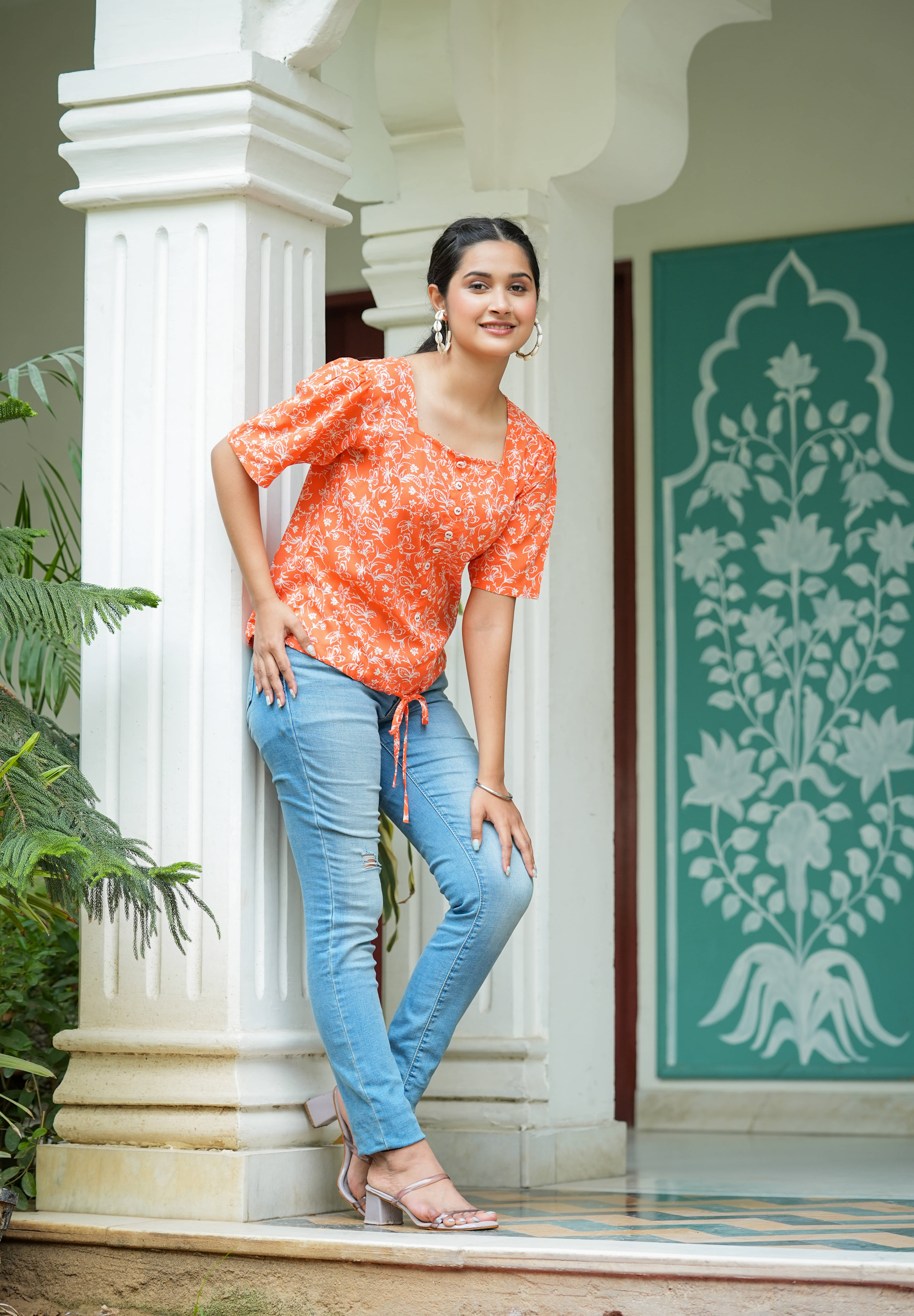     			Yash Gallery Women's Rayon Regular Top ( Orange )