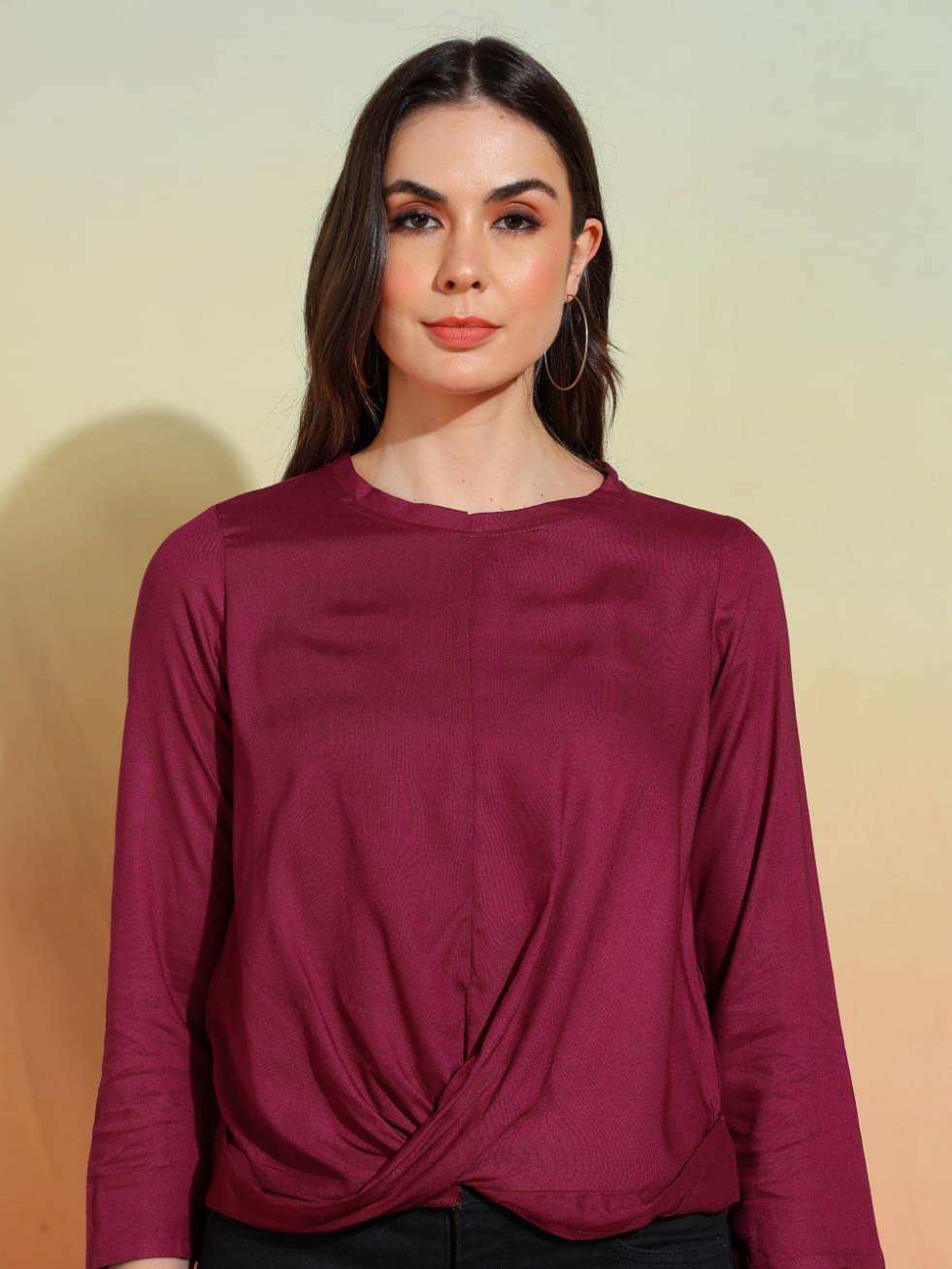     			Yash Gallery Women's Rayon Regular Top ( Purple )